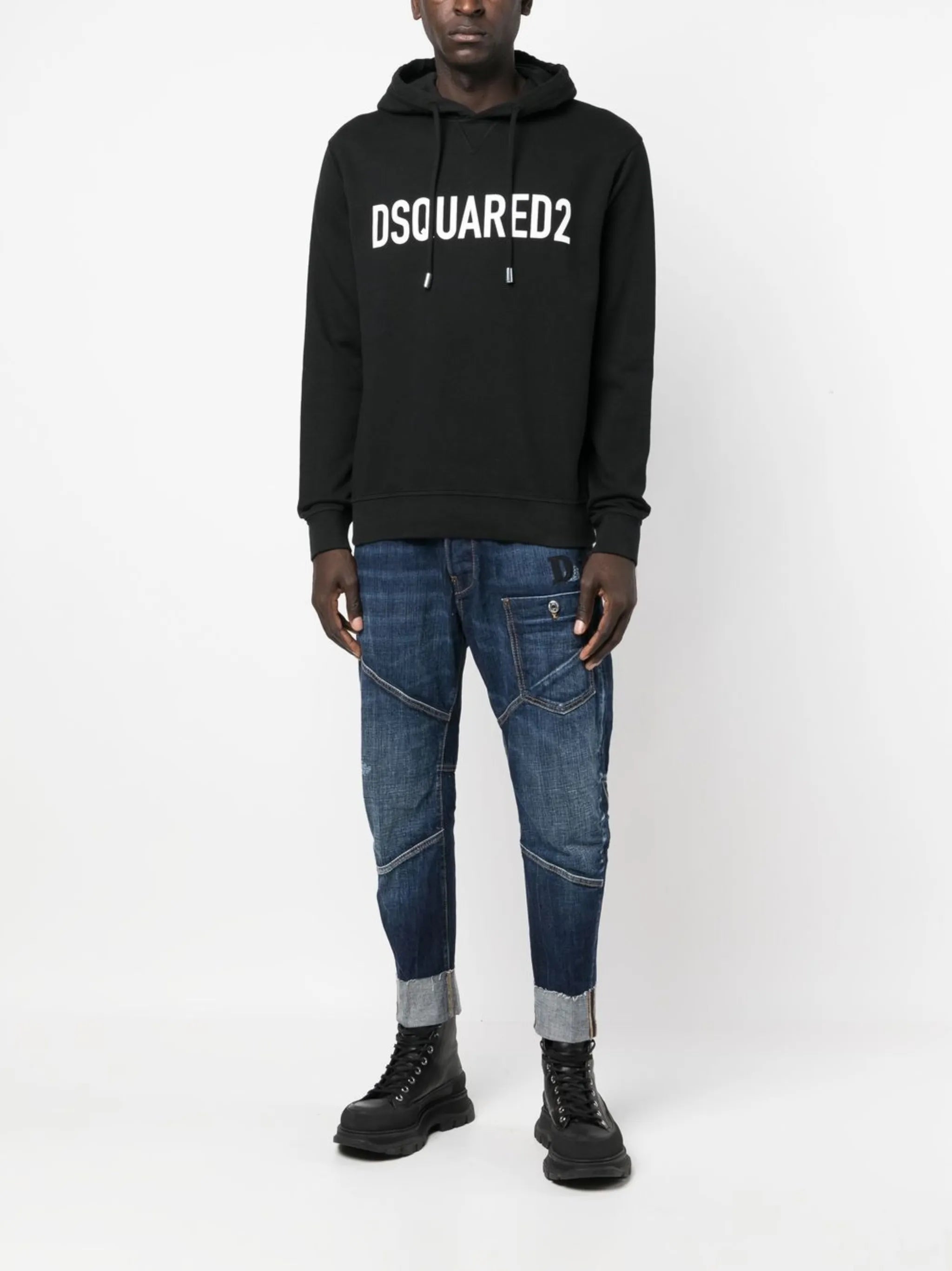 logo-print cotton hoodie
