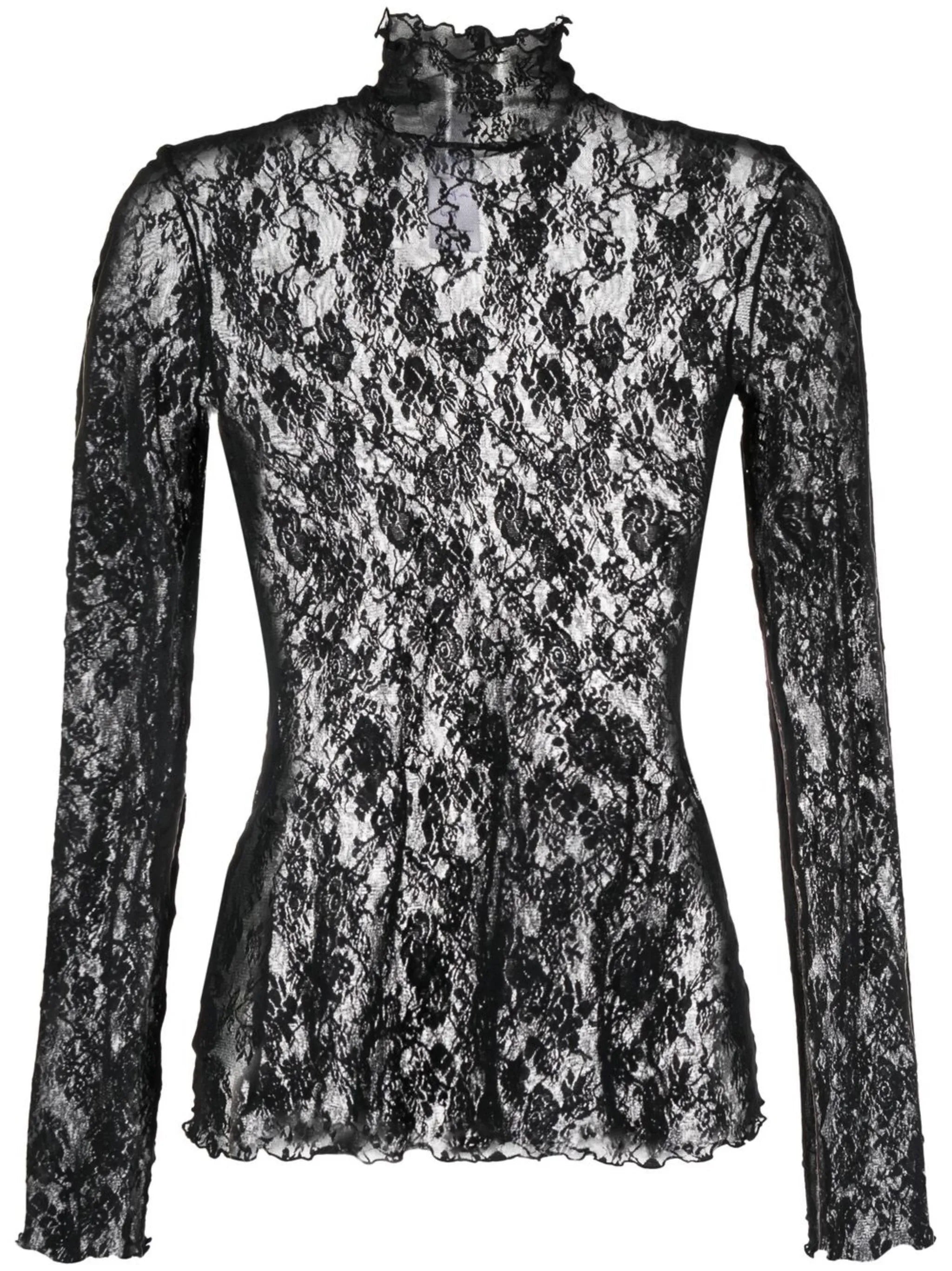 floral-lace high-neck top