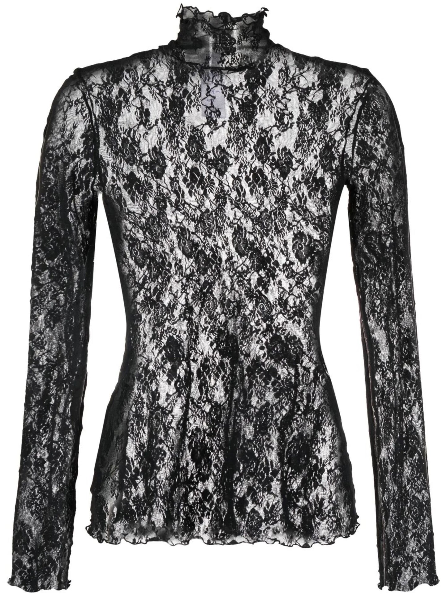 floral-lace high-neck top