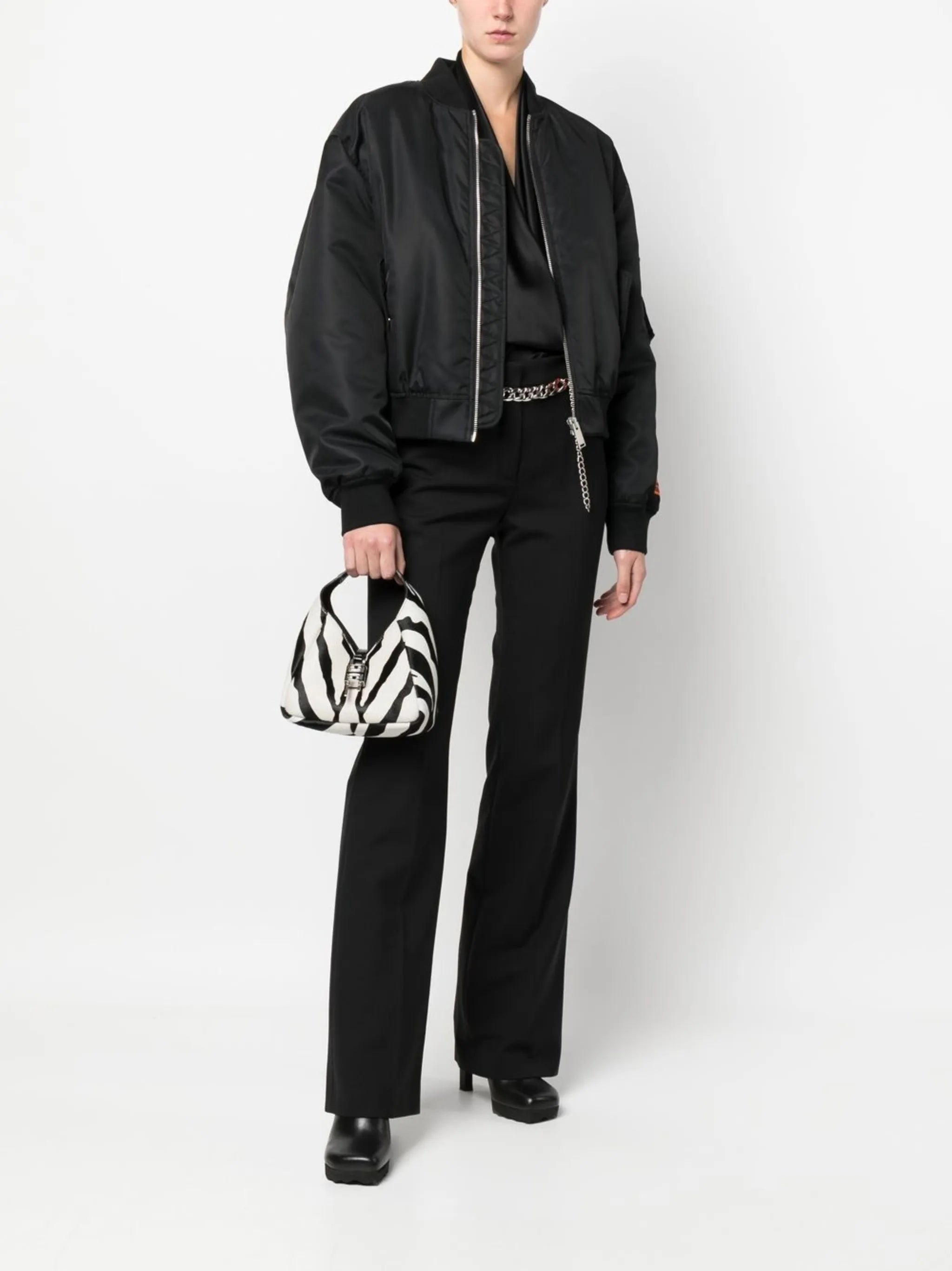 Black and White G-Hobo Zebra-Print Tote Bag