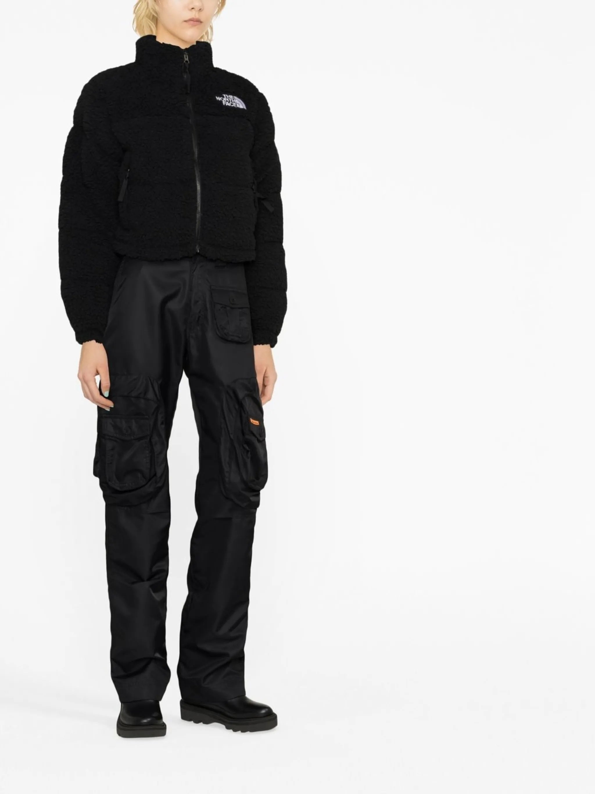 embroidered-logo fleece jacket