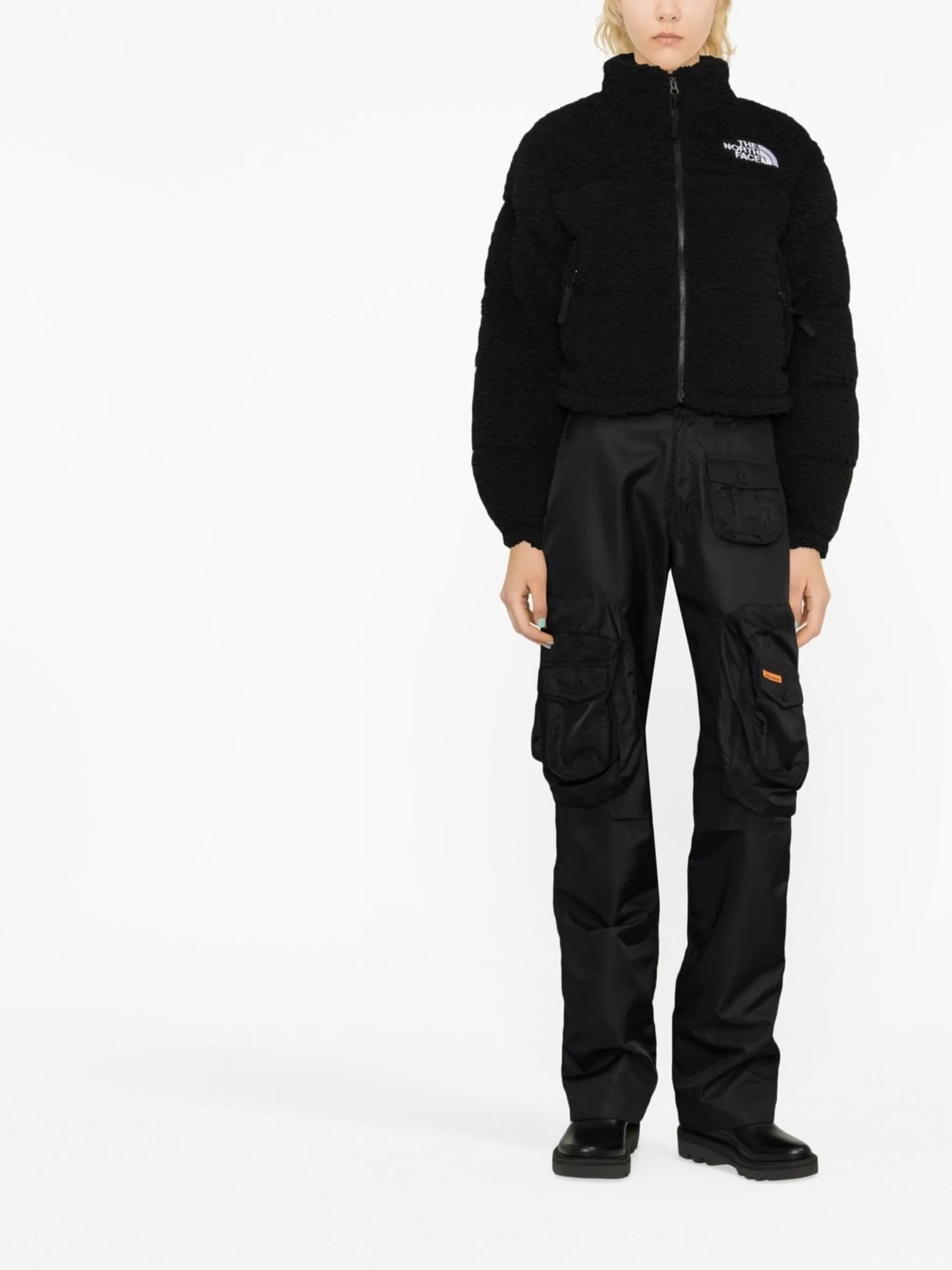embroidered-logo fleece jacket