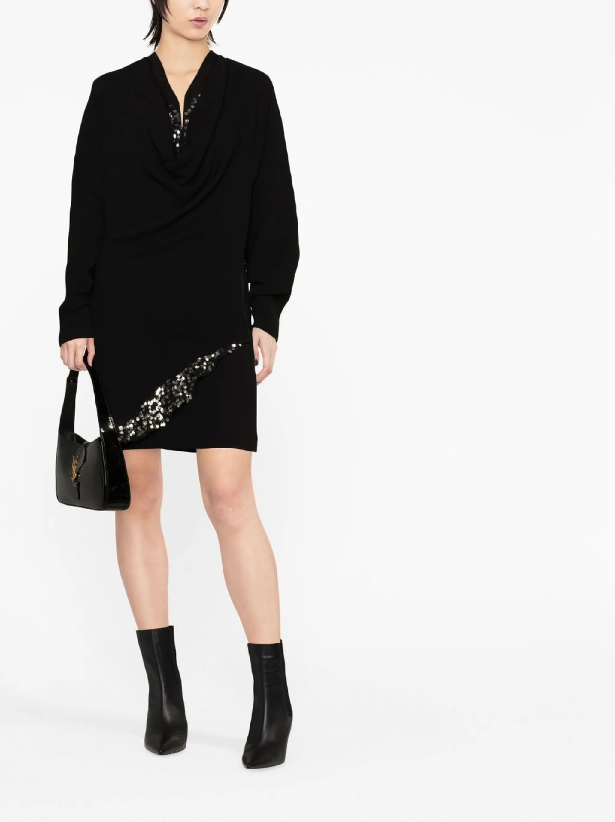 Lazeli sequin-embellished long-sleeve dress