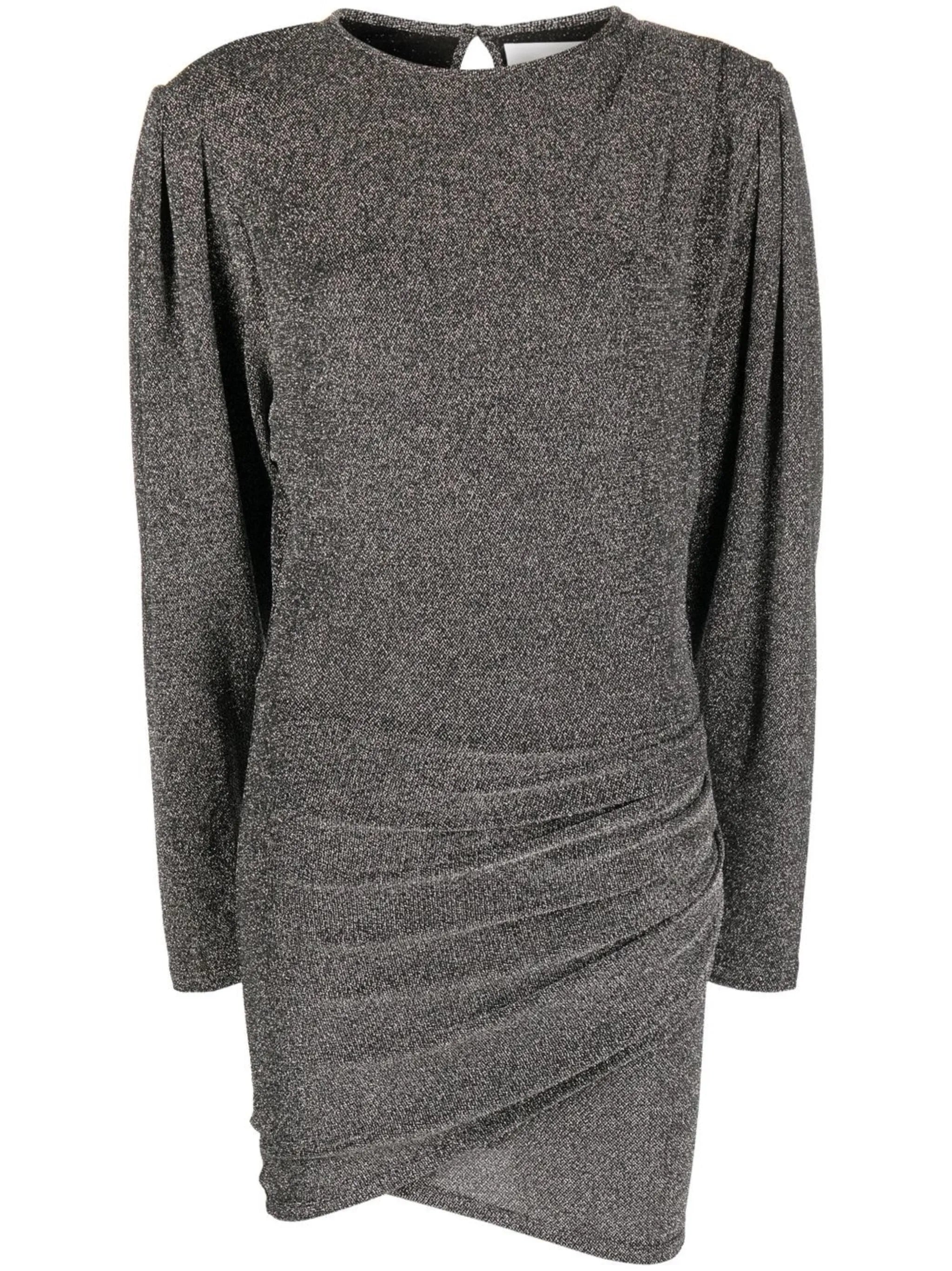 shimmer draped long-sleeve dress