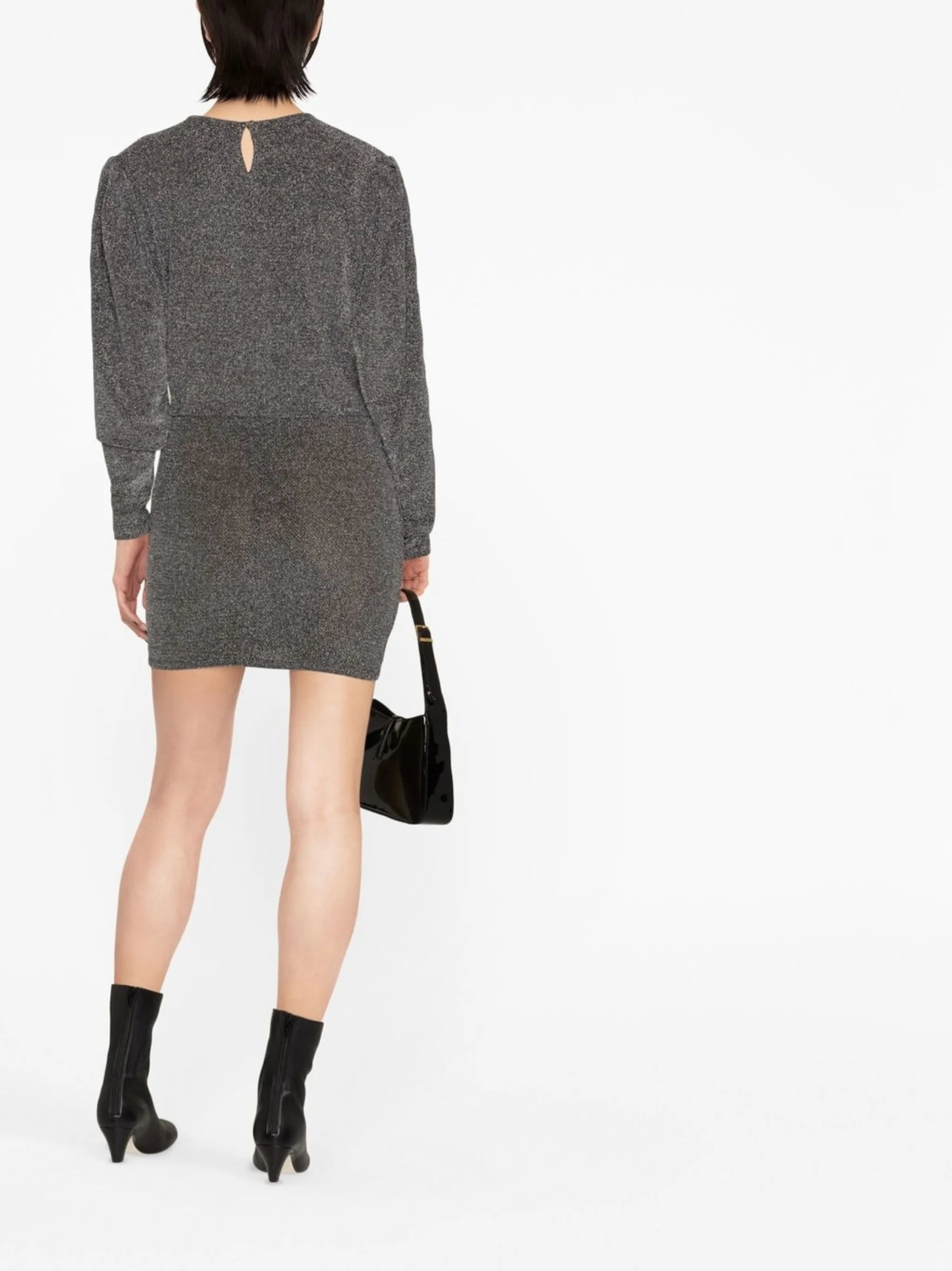 shimmer draped long-sleeve dress