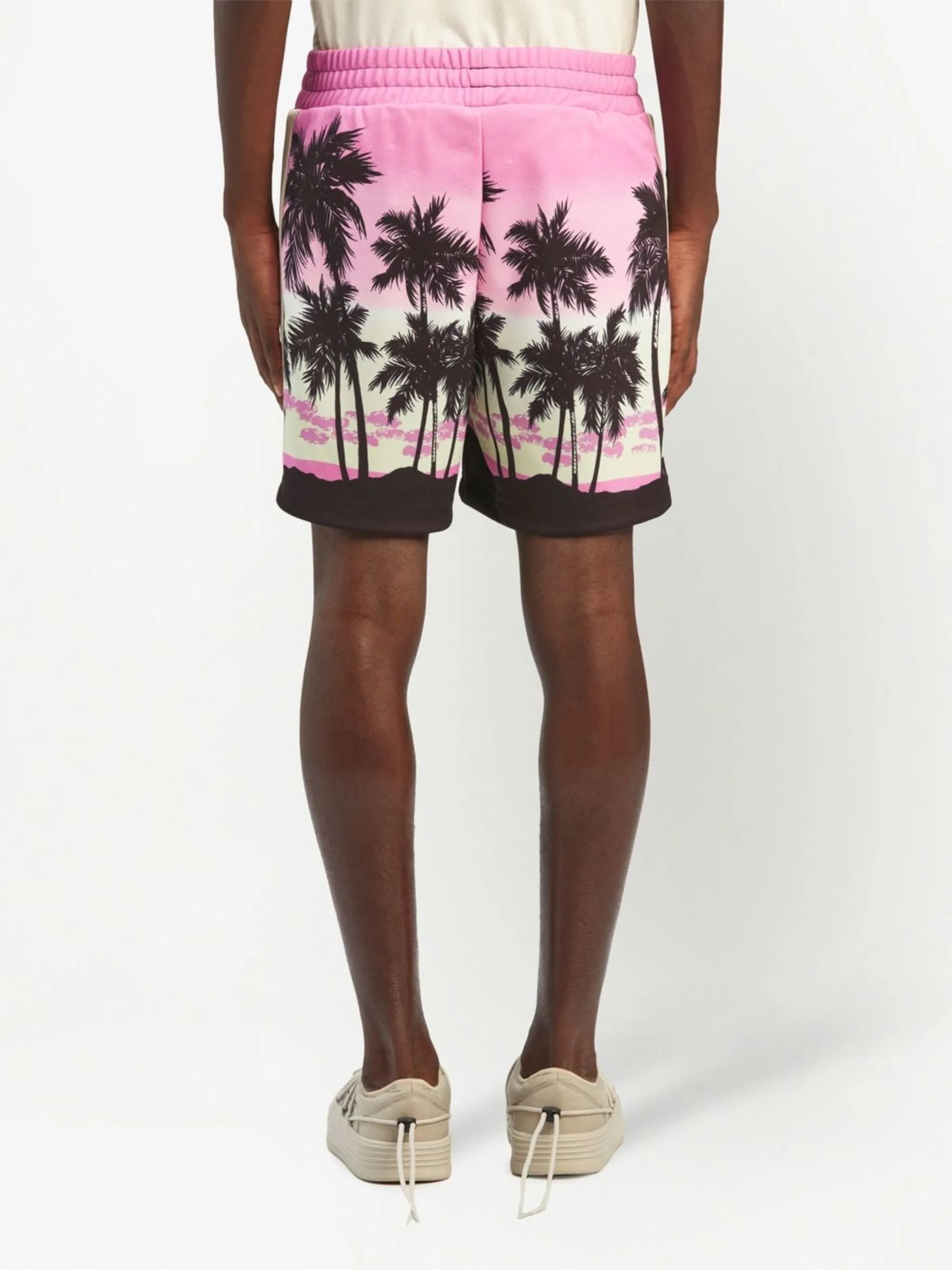 sunset-print striped track shorts