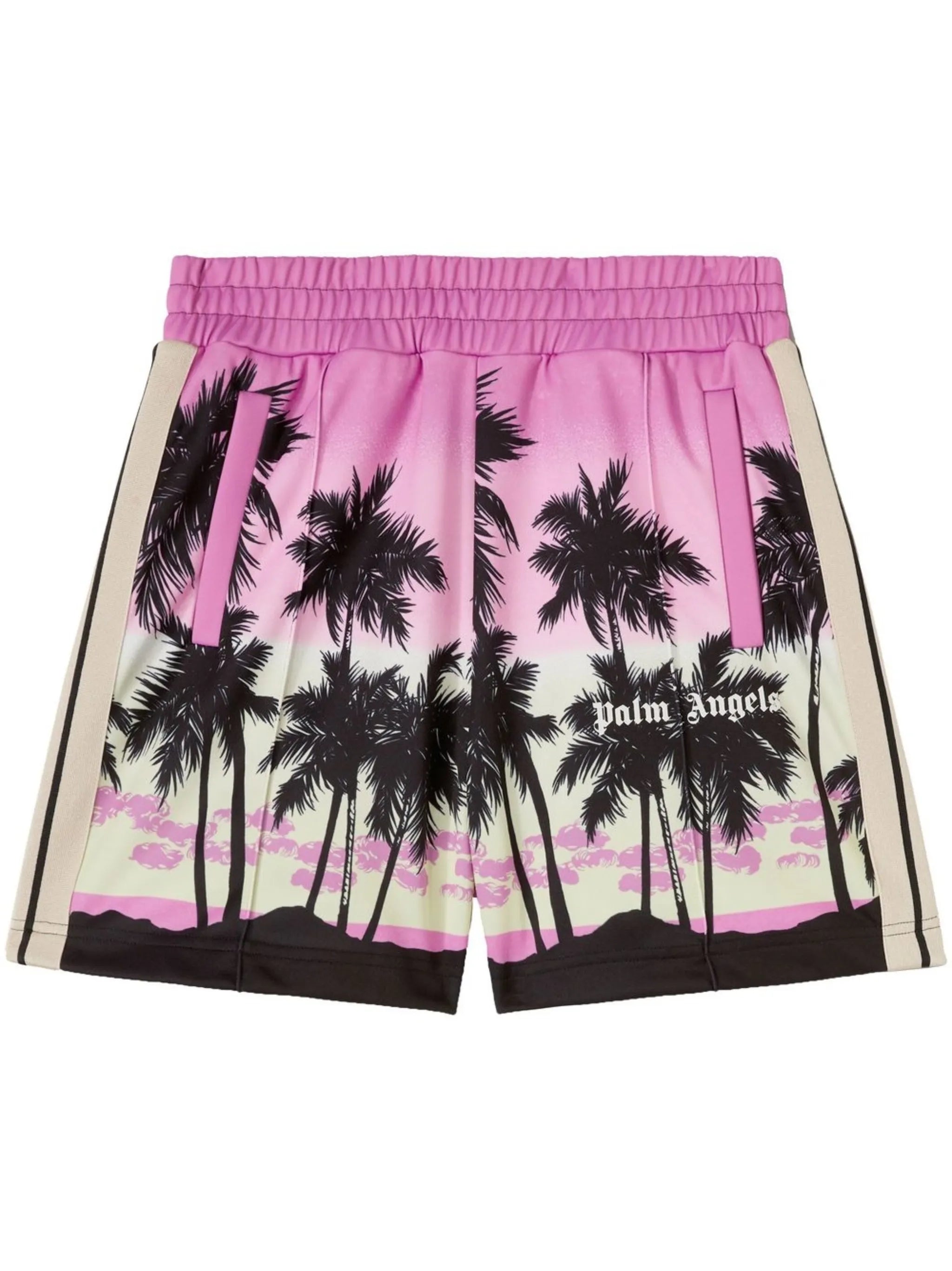 sunset-print striped track shorts