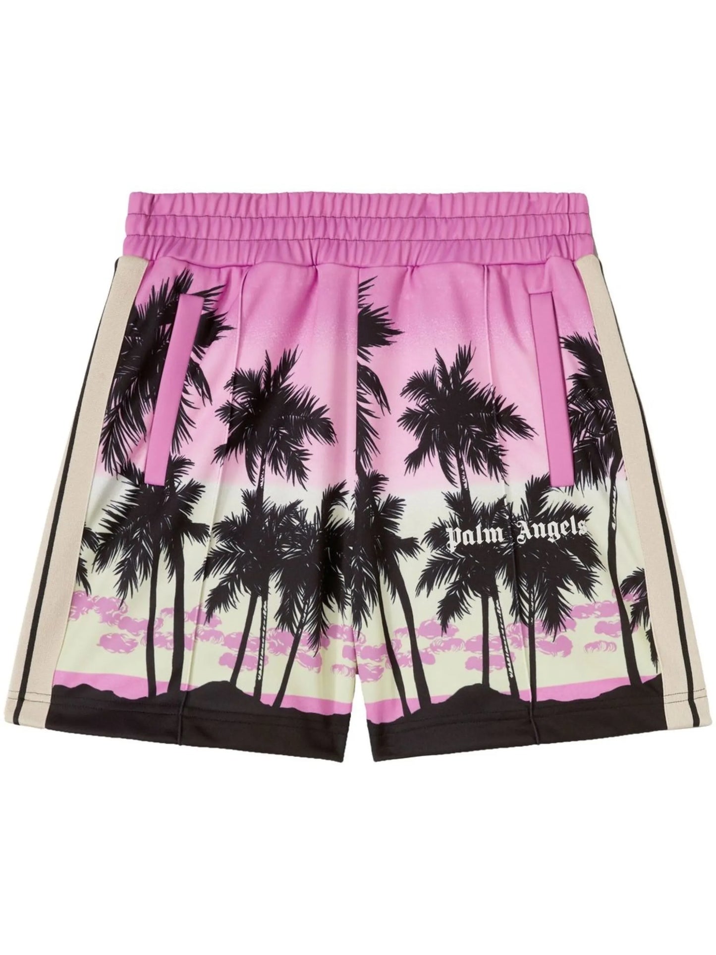 sunset-print striped track shorts