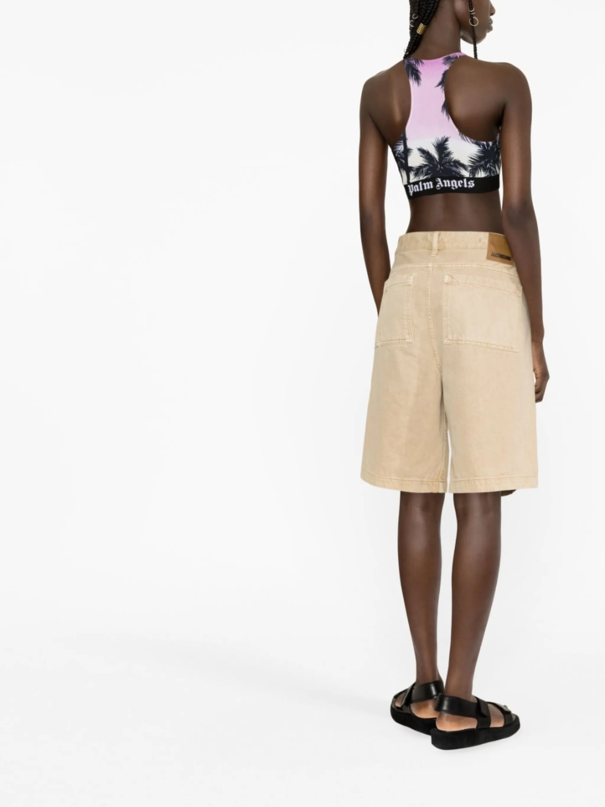 palm tree-print crop top