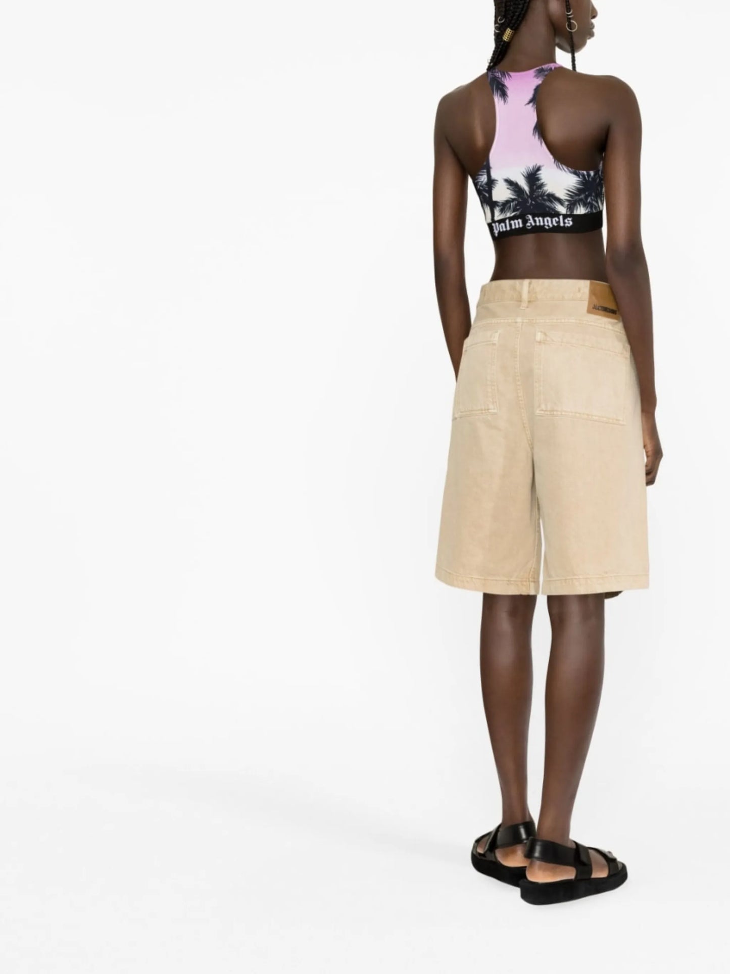 palm tree-print crop top