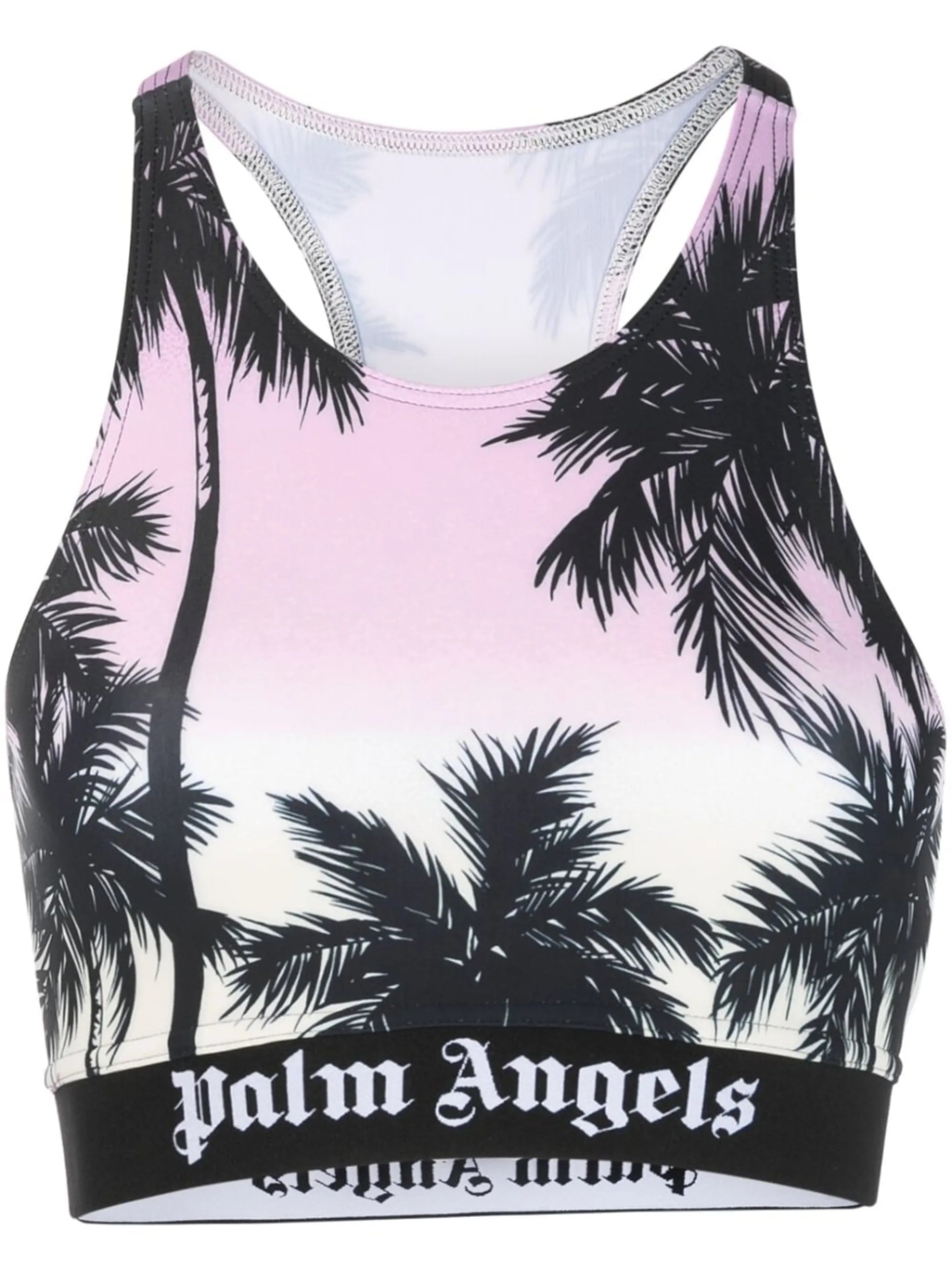 palm tree-print crop top