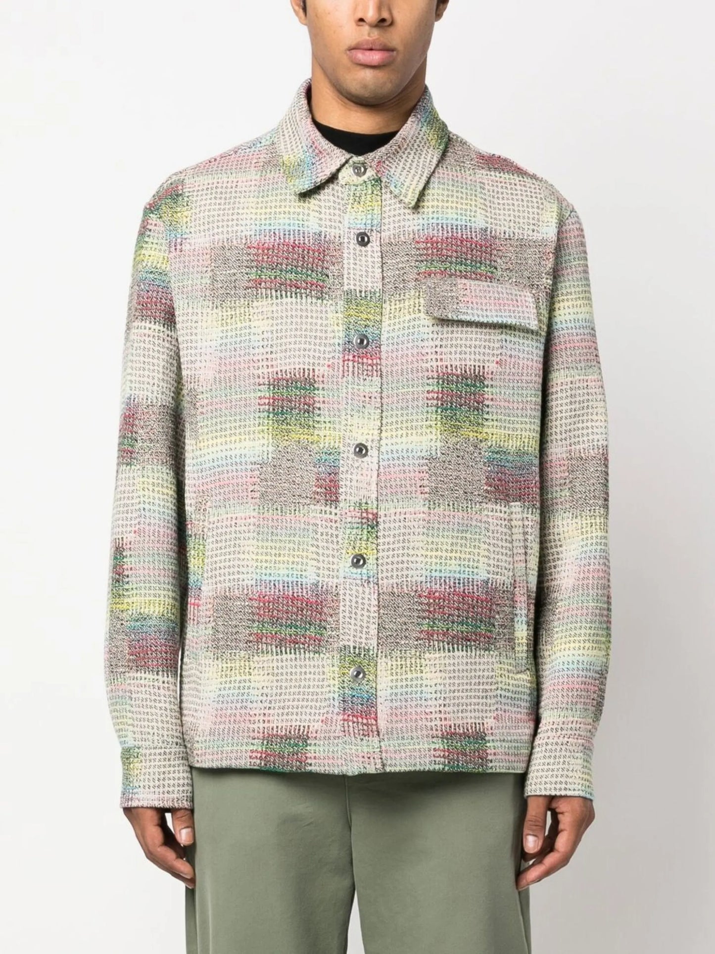 jacquard curved-logo shirt jacket