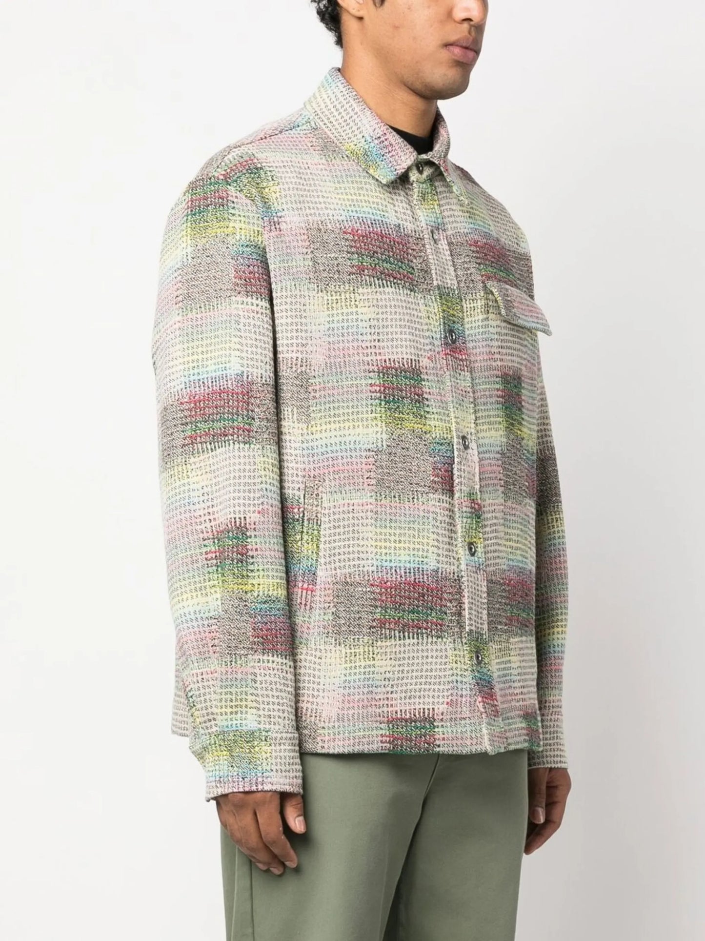 jacquard curved-logo shirt jacket