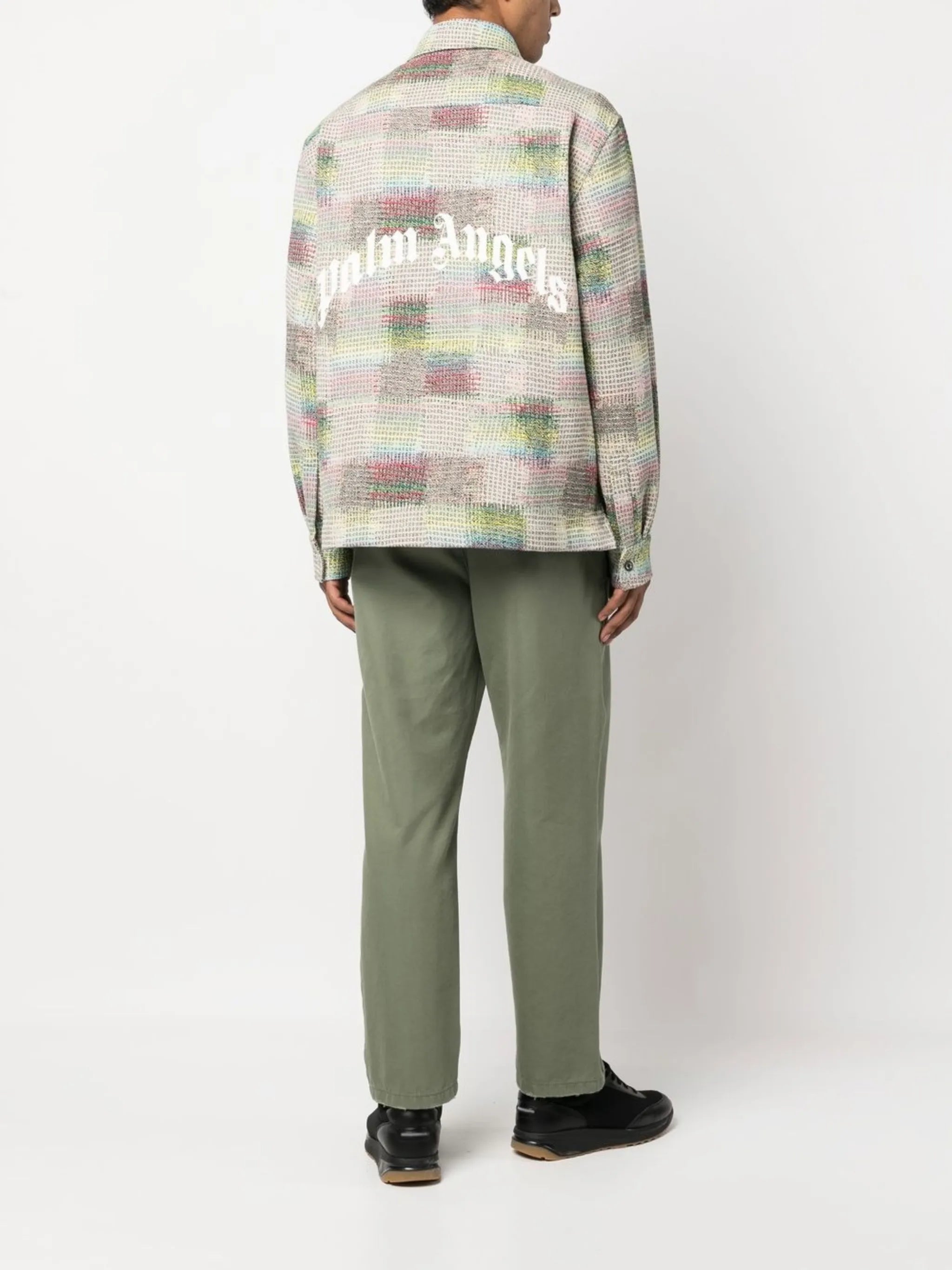 jacquard curved-logo shirt jacket