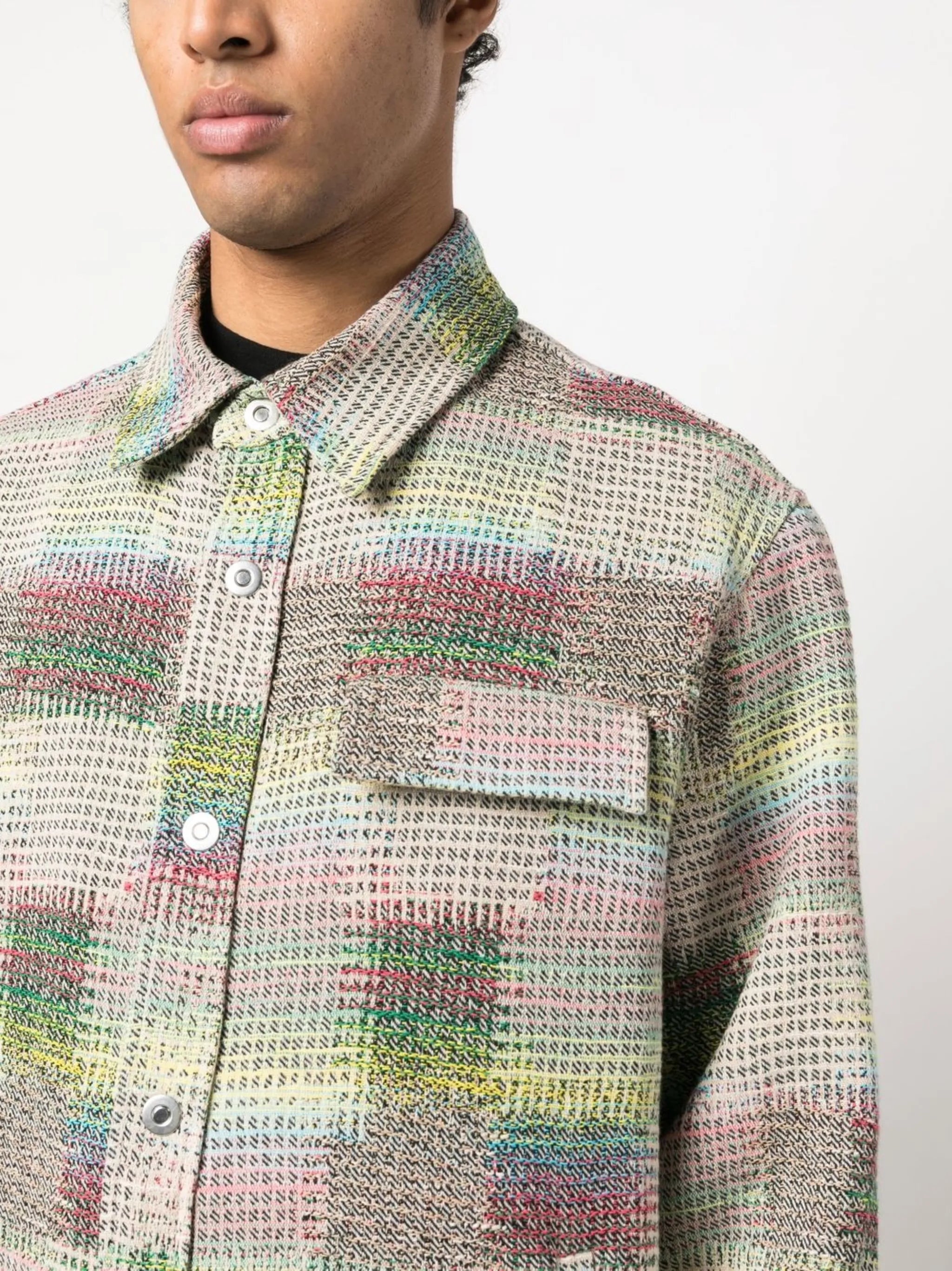 jacquard curved-logo shirt jacket