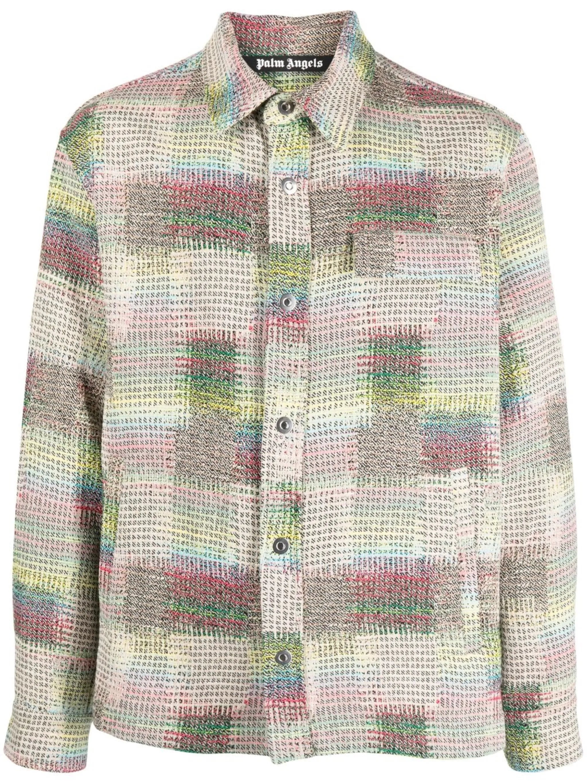 jacquard curved-logo shirt jacket