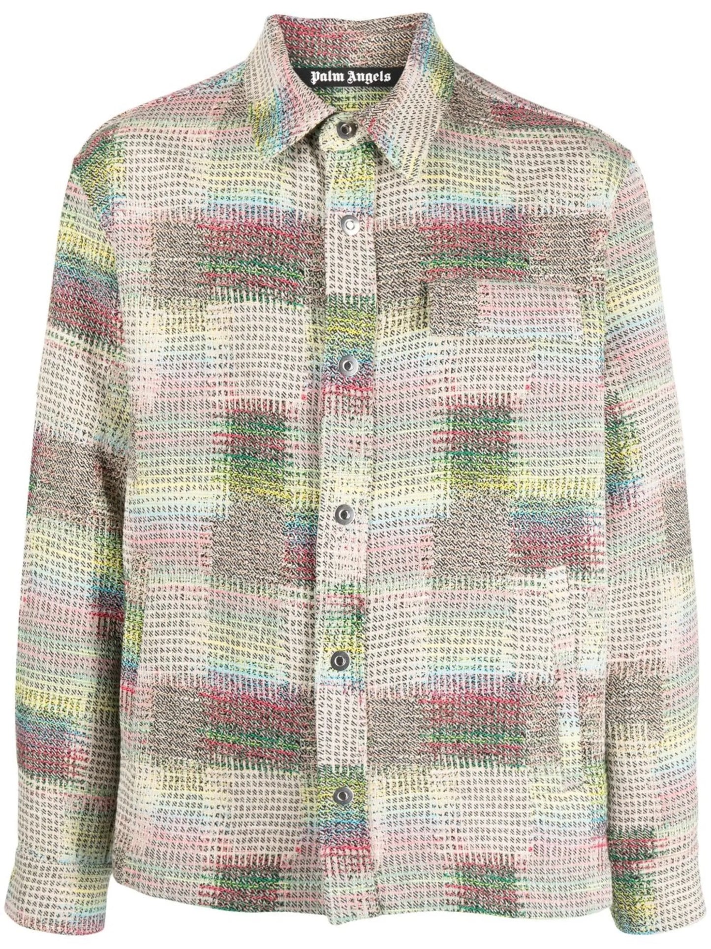jacquard curved-logo shirt jacket