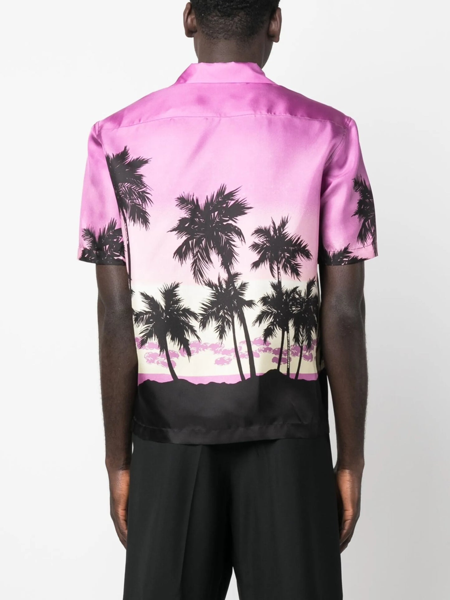 Palm Tree-print silk shirt