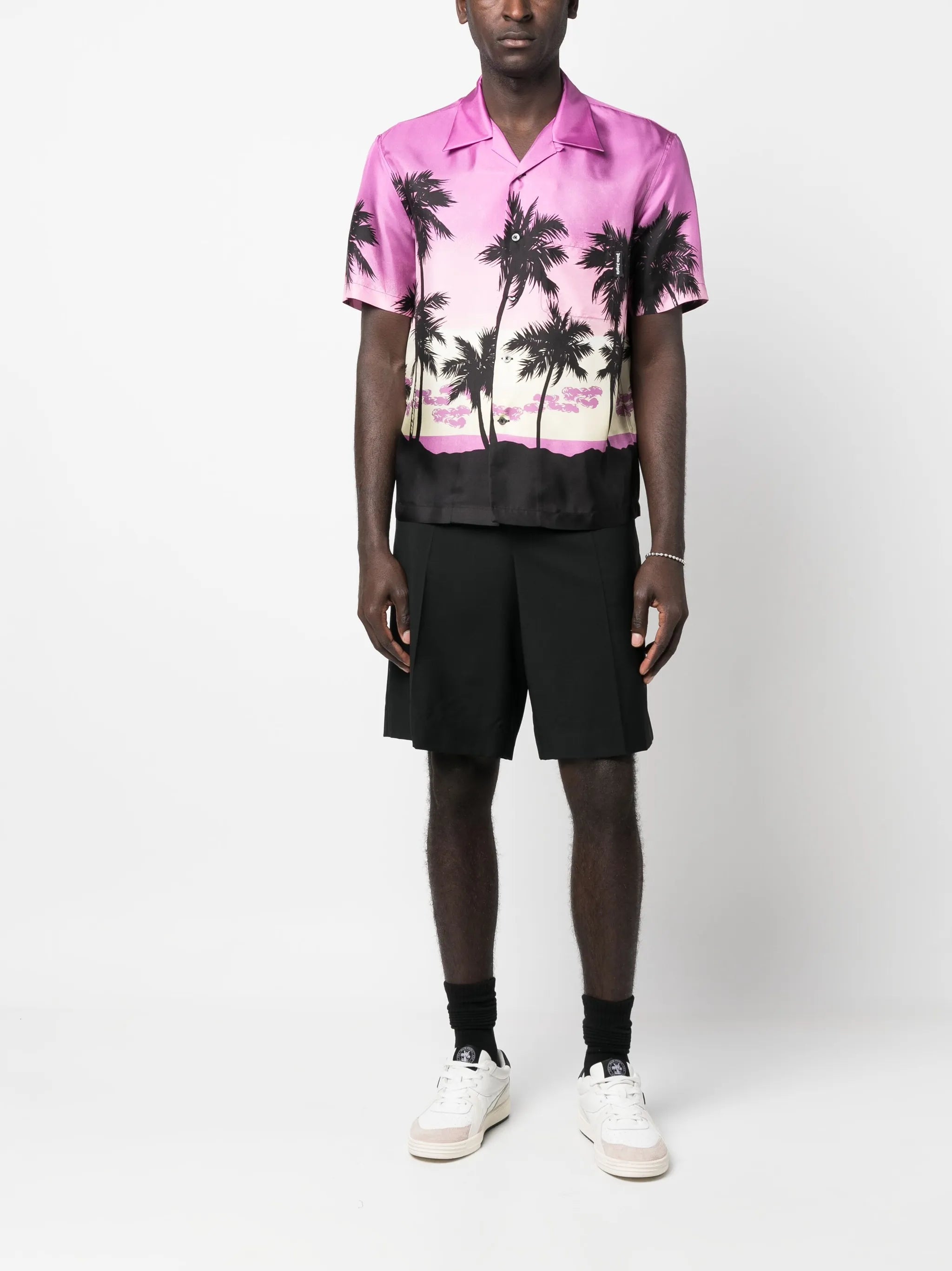Palm Tree-print silk shirt