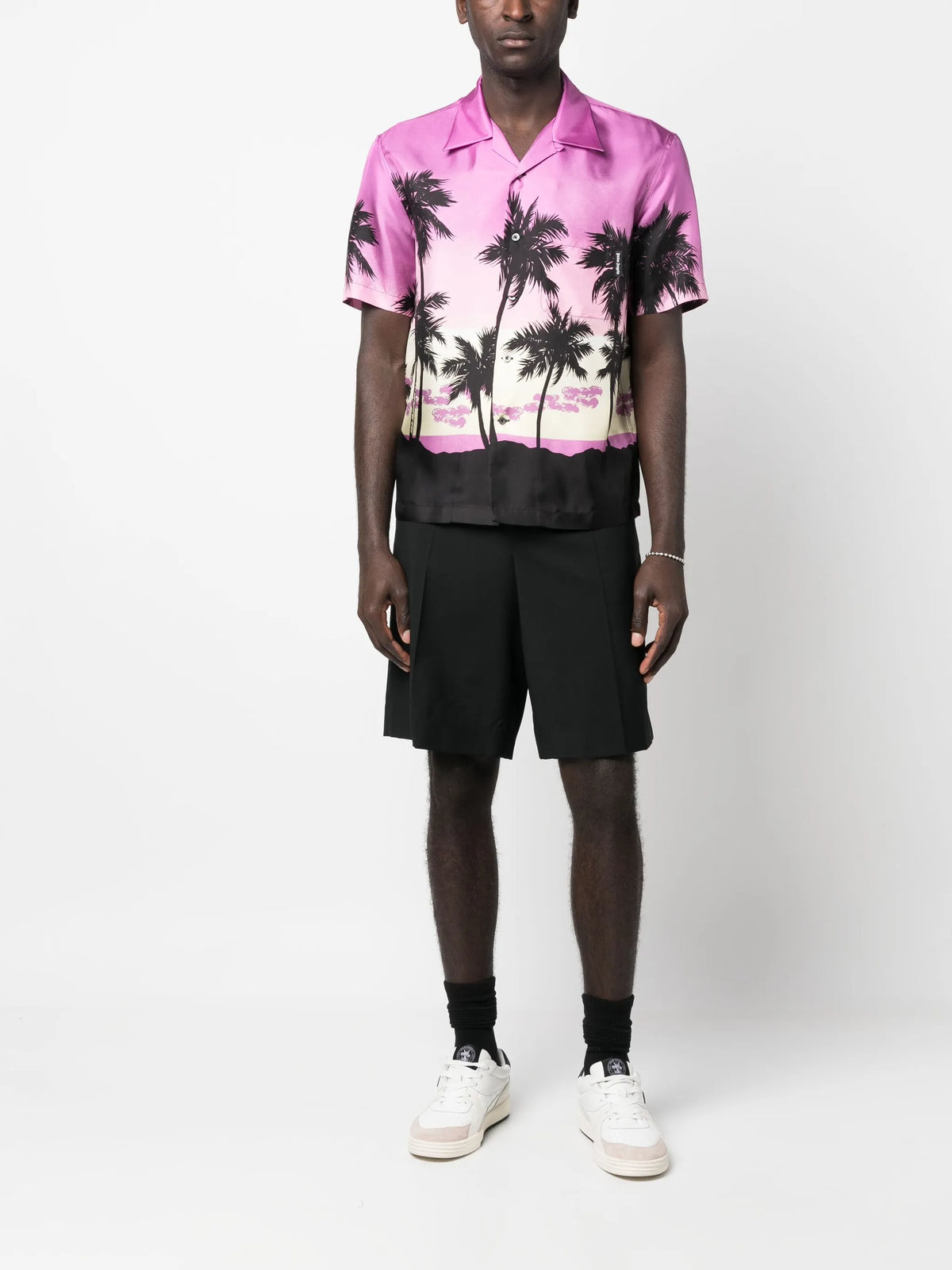 Palm Tree-print silk shirt