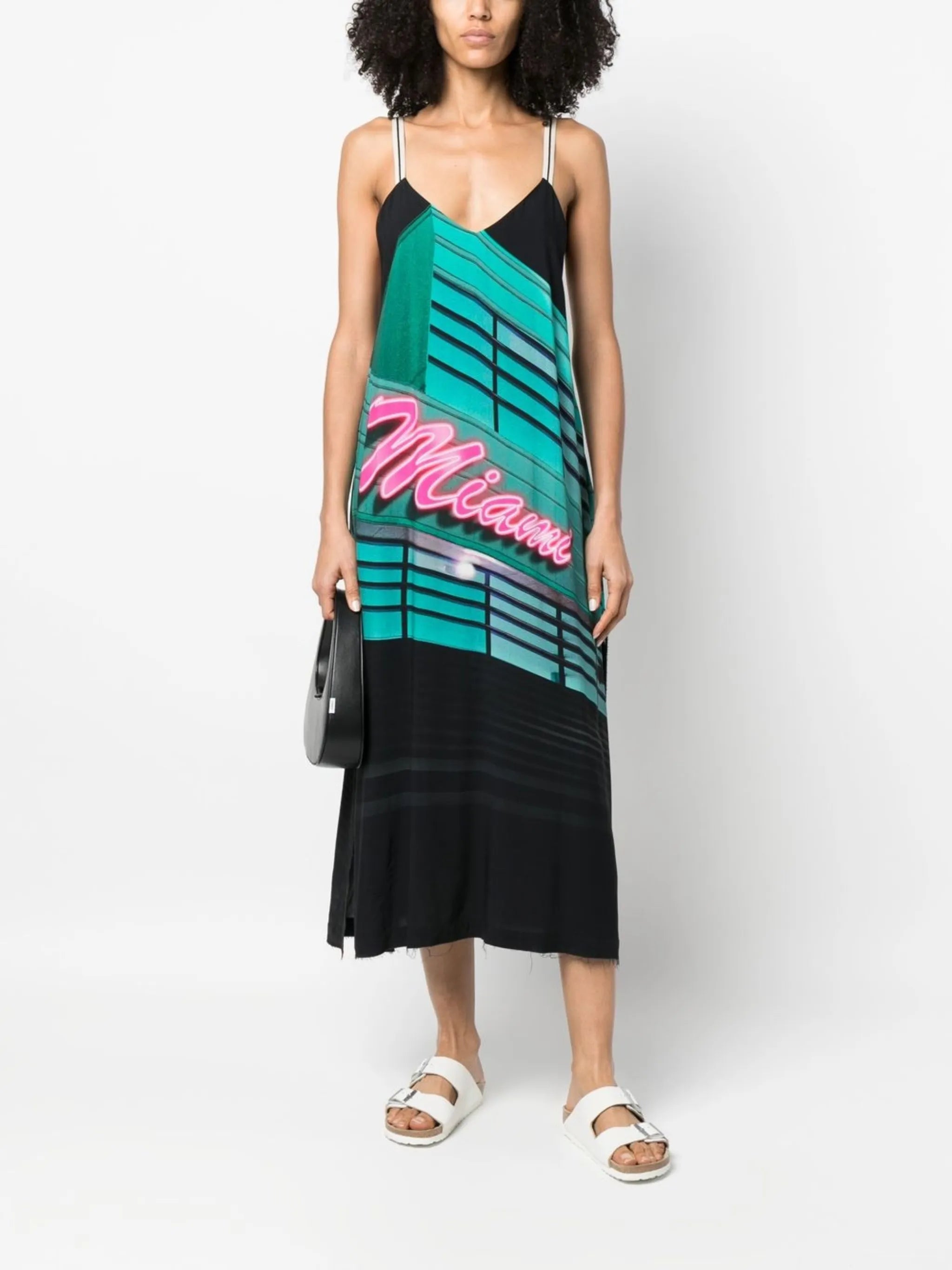 Miami graphic-print midi dress