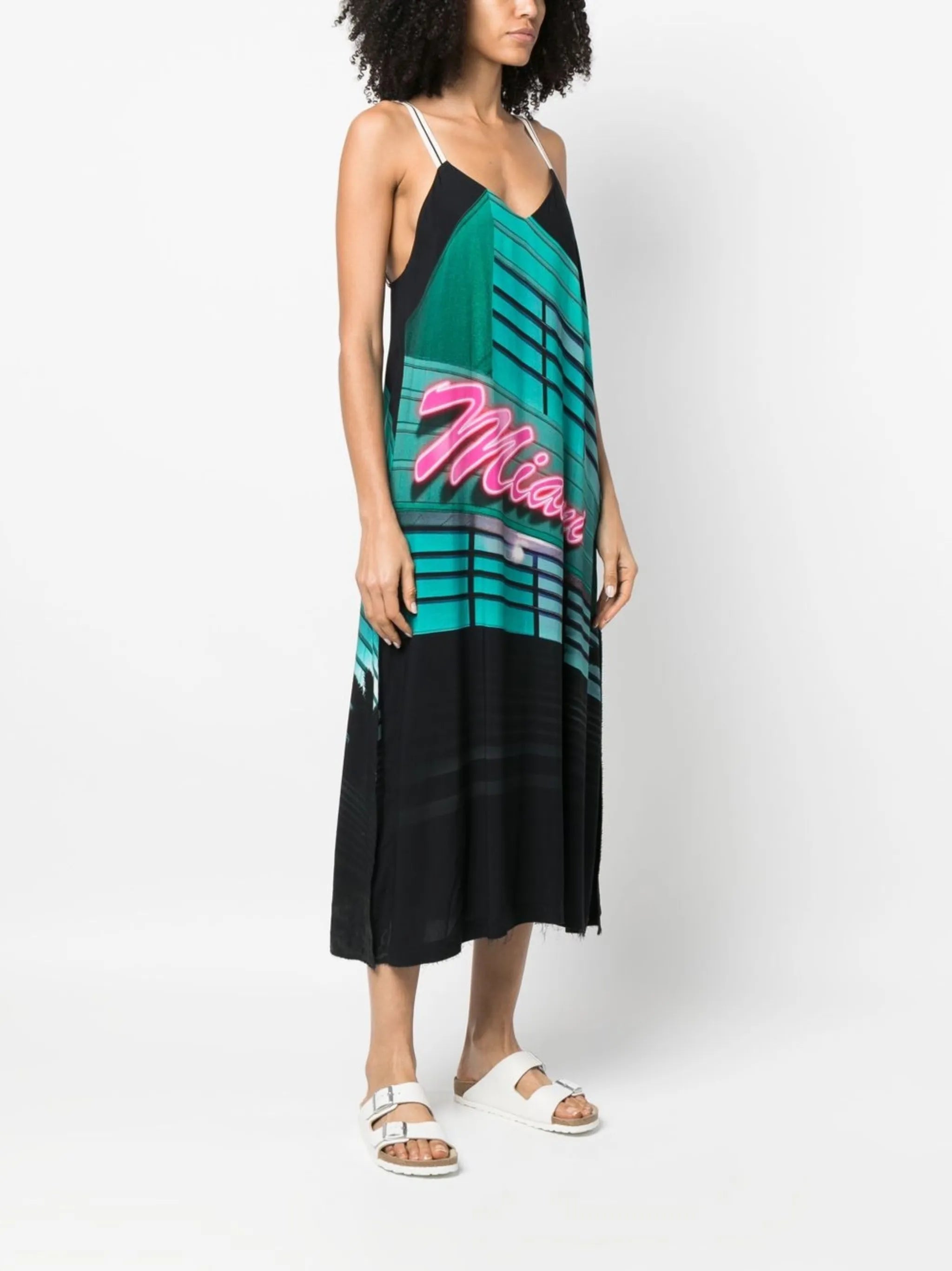 Miami graphic-print midi dress