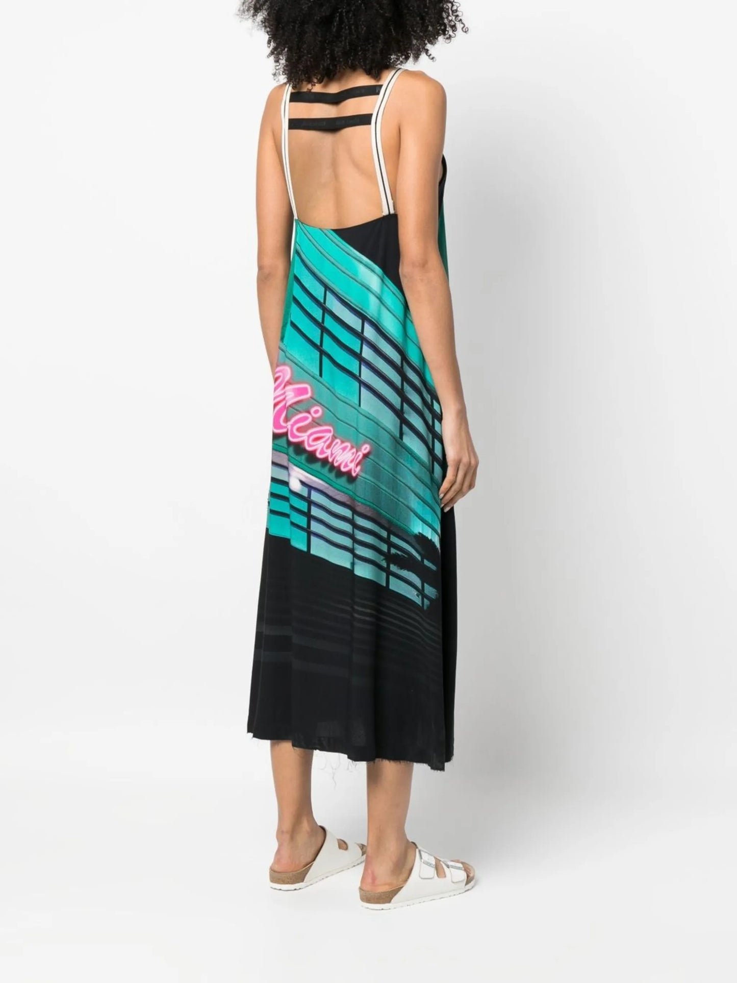Miami graphic-print midi dress