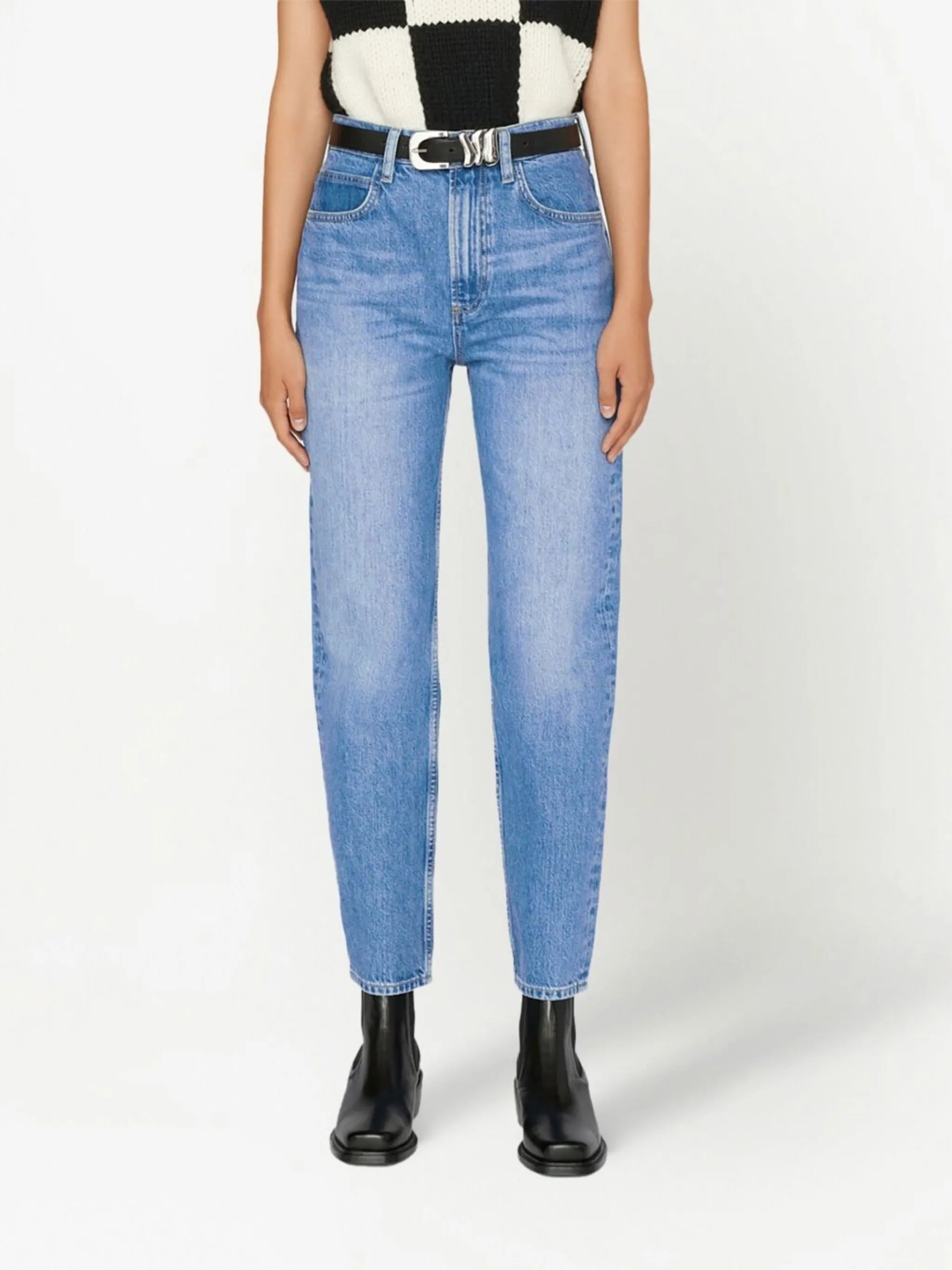 faded straight-leg jeans