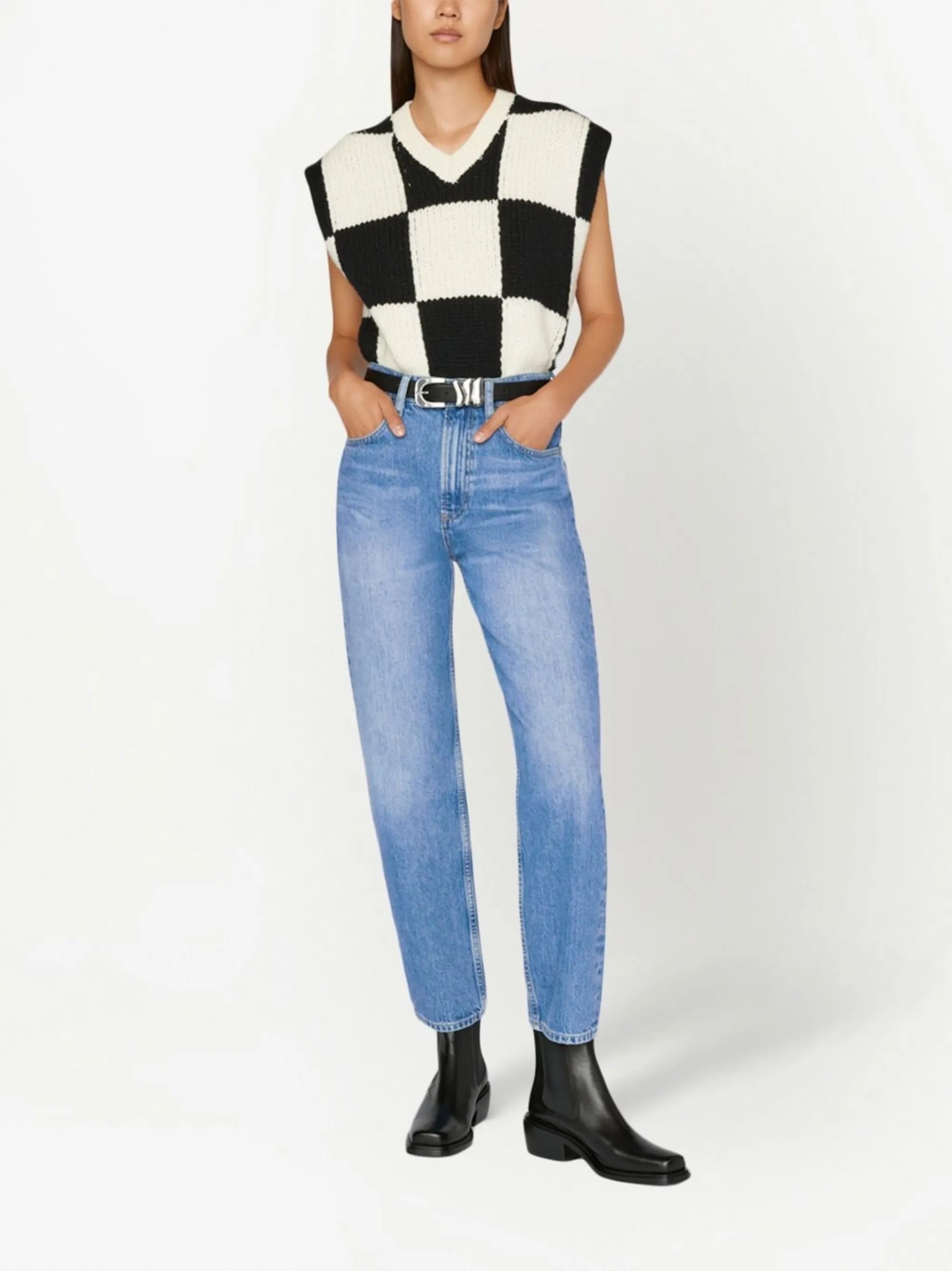 faded straight-leg jeans