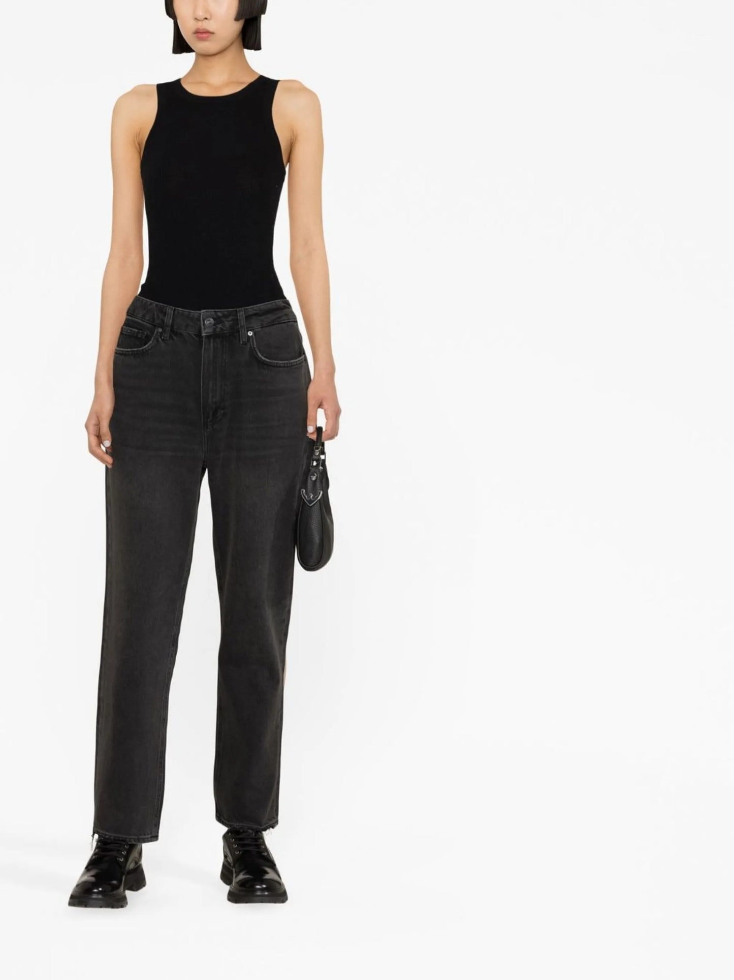 high-rise straight-leg jeans