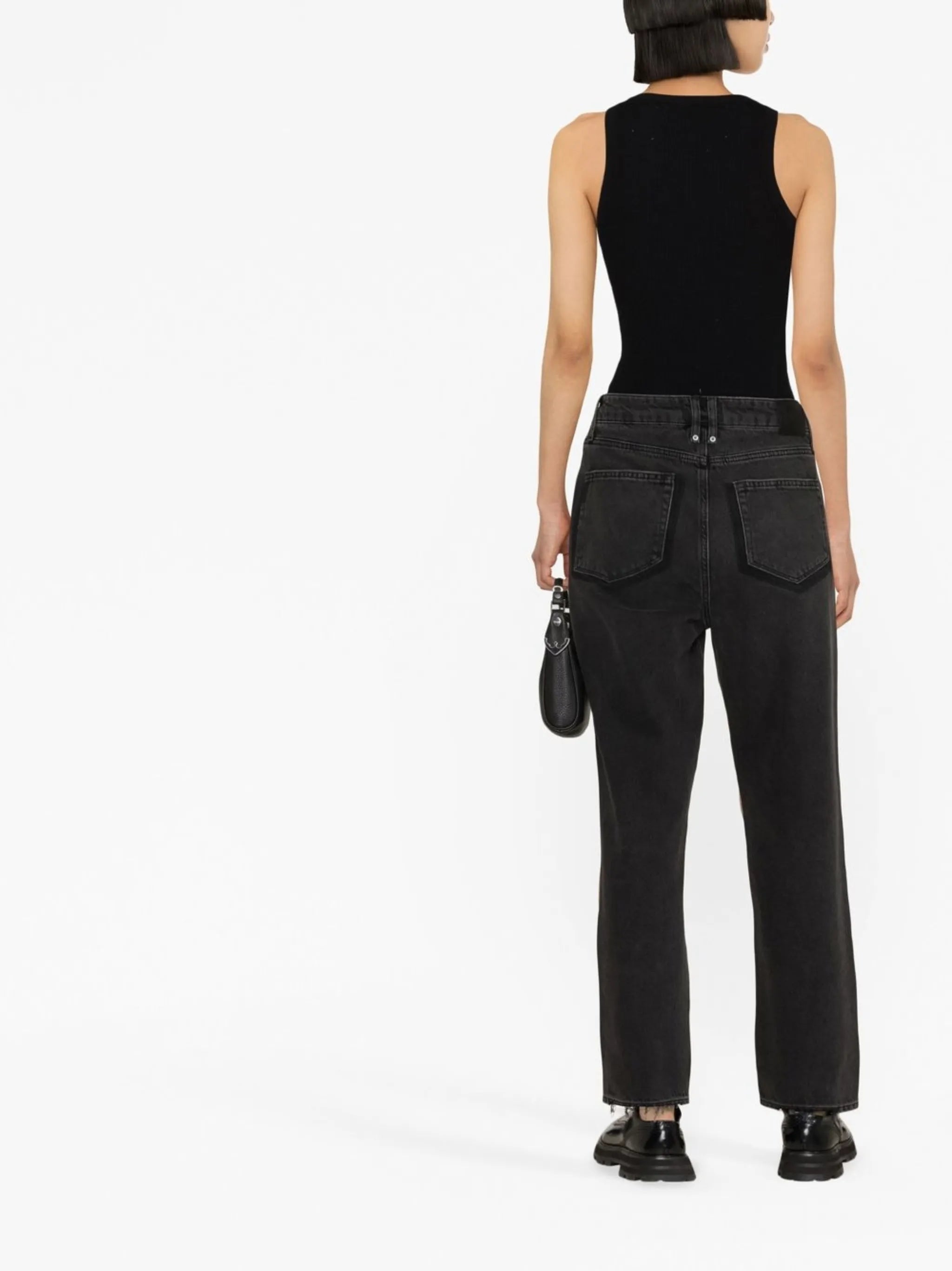 high-rise straight-leg jeans