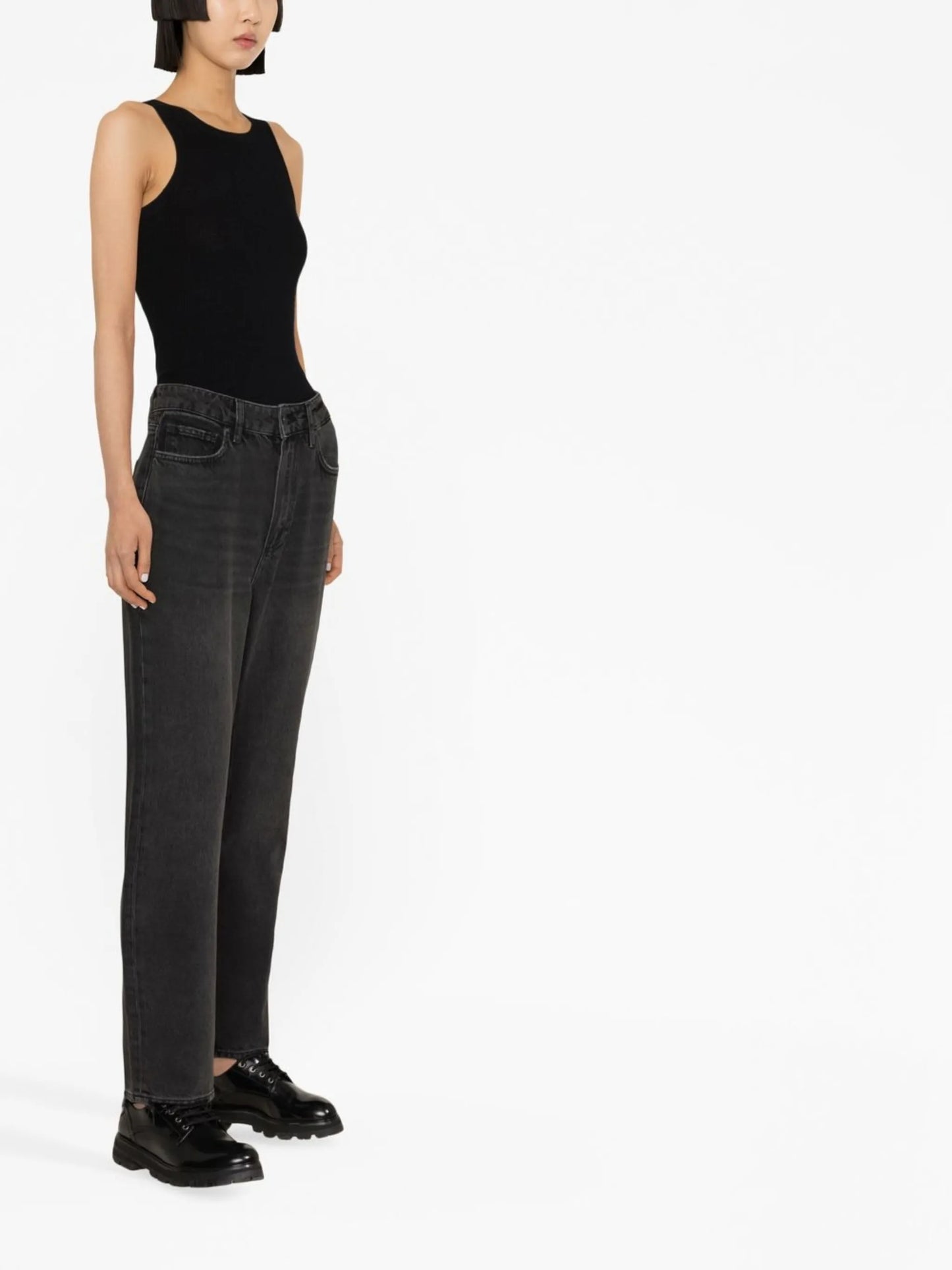 high-rise straight-leg jeans