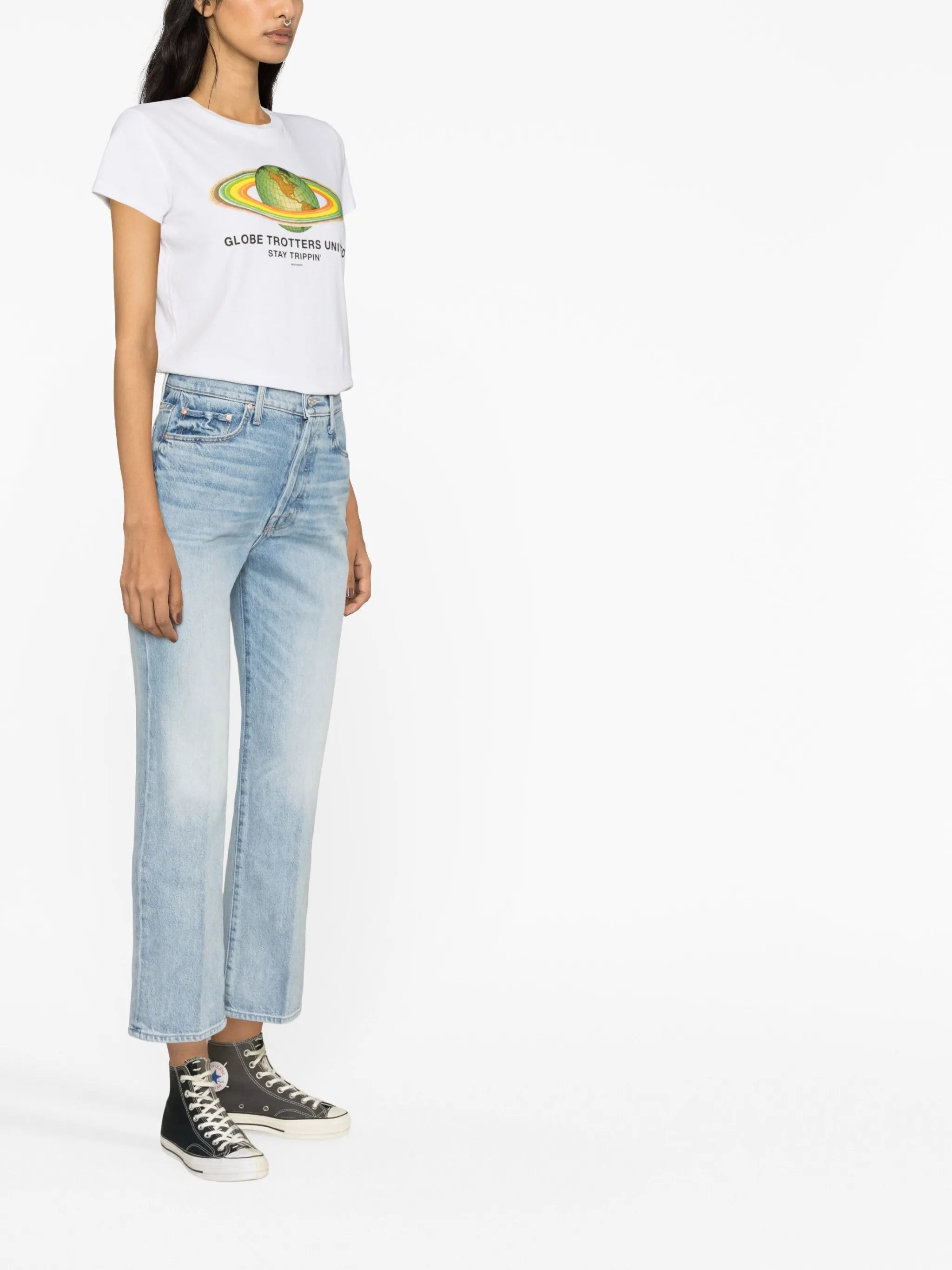 logo-patch cropped jeans