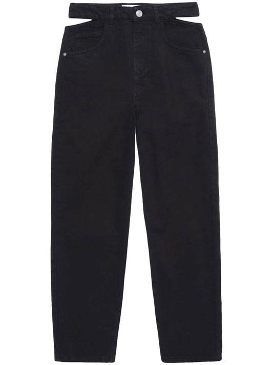 cut-out straight-leg jeans