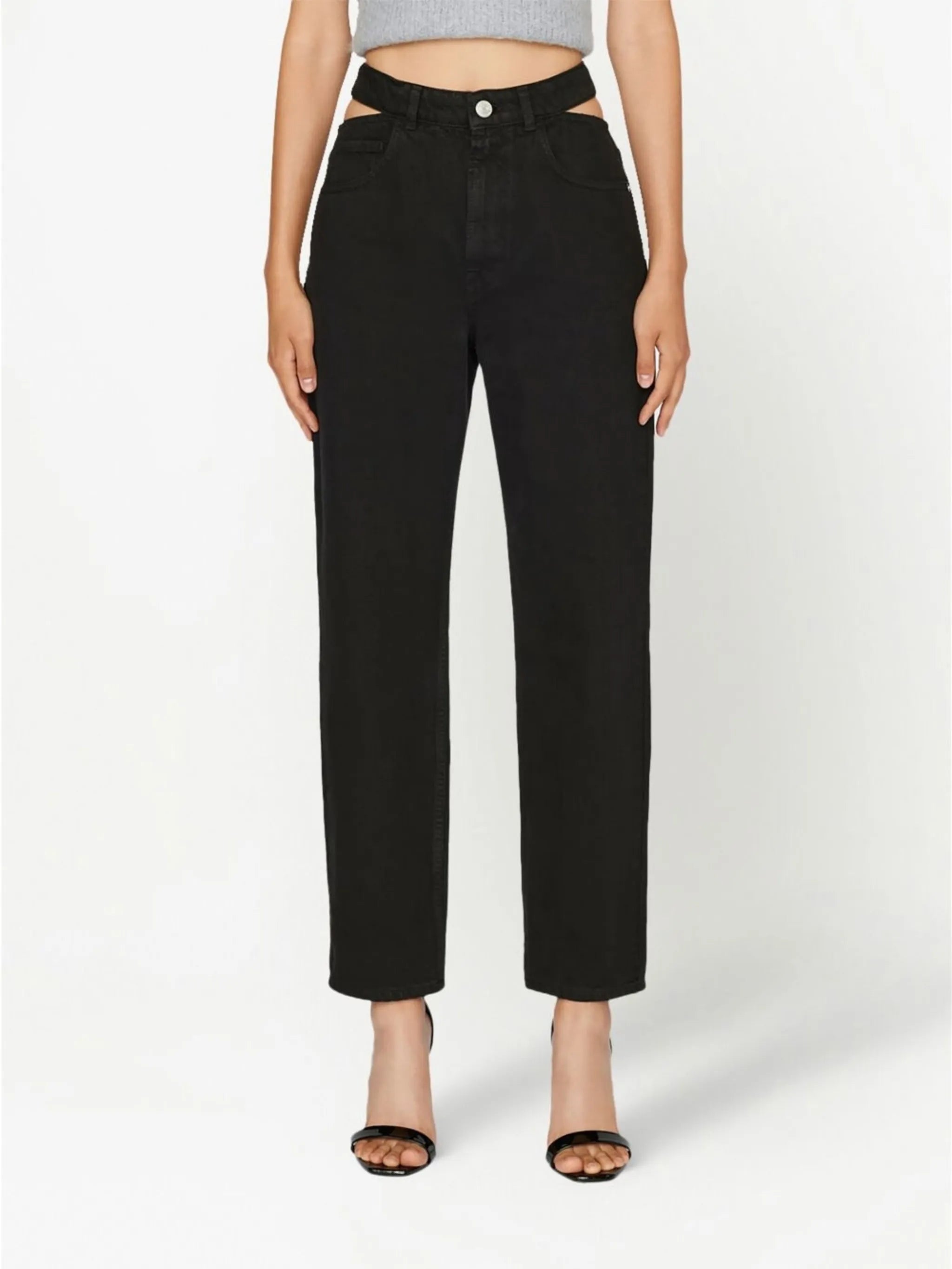 cut-out straight-leg jeans
