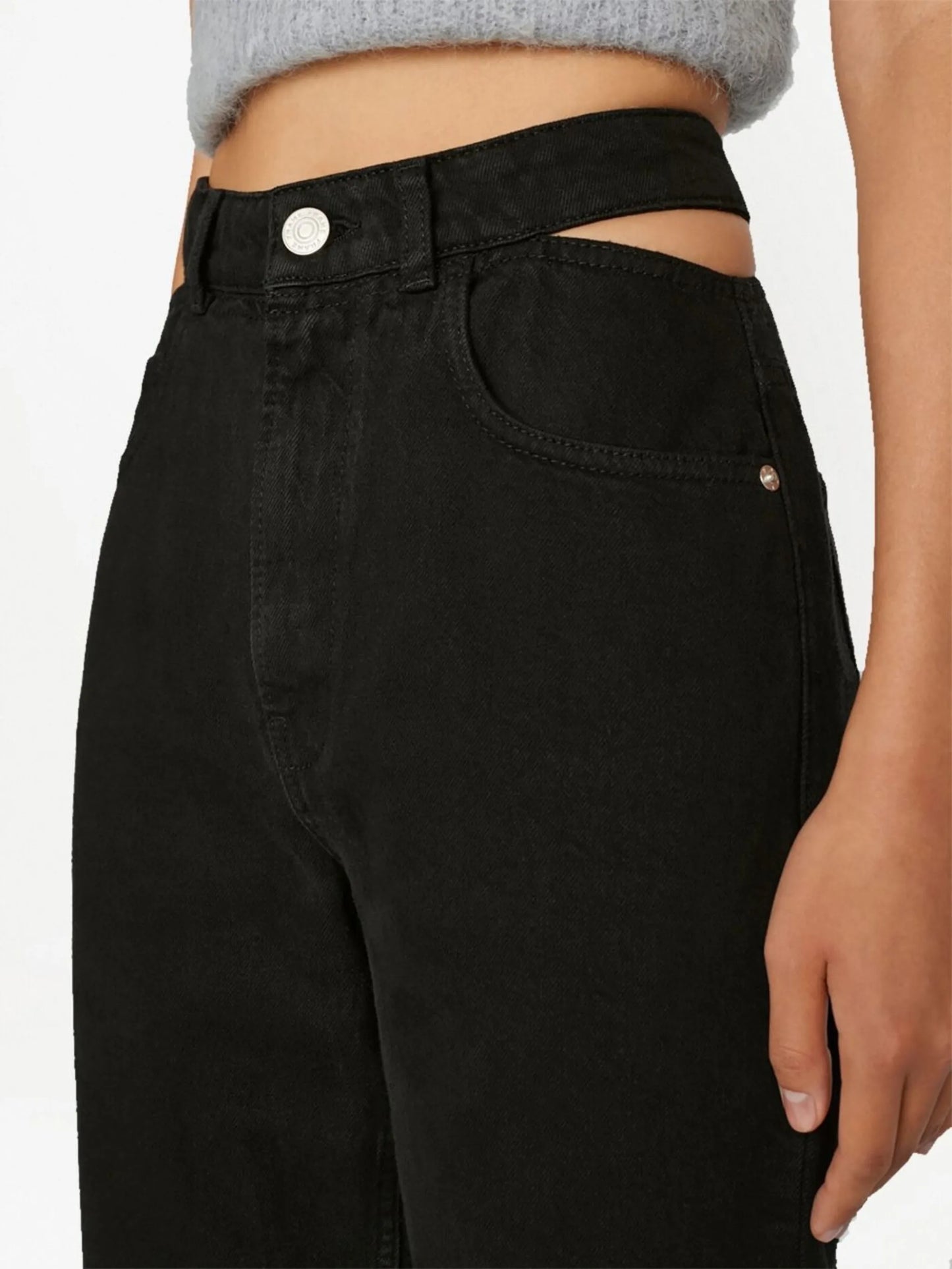 cut-out straight-leg jeans