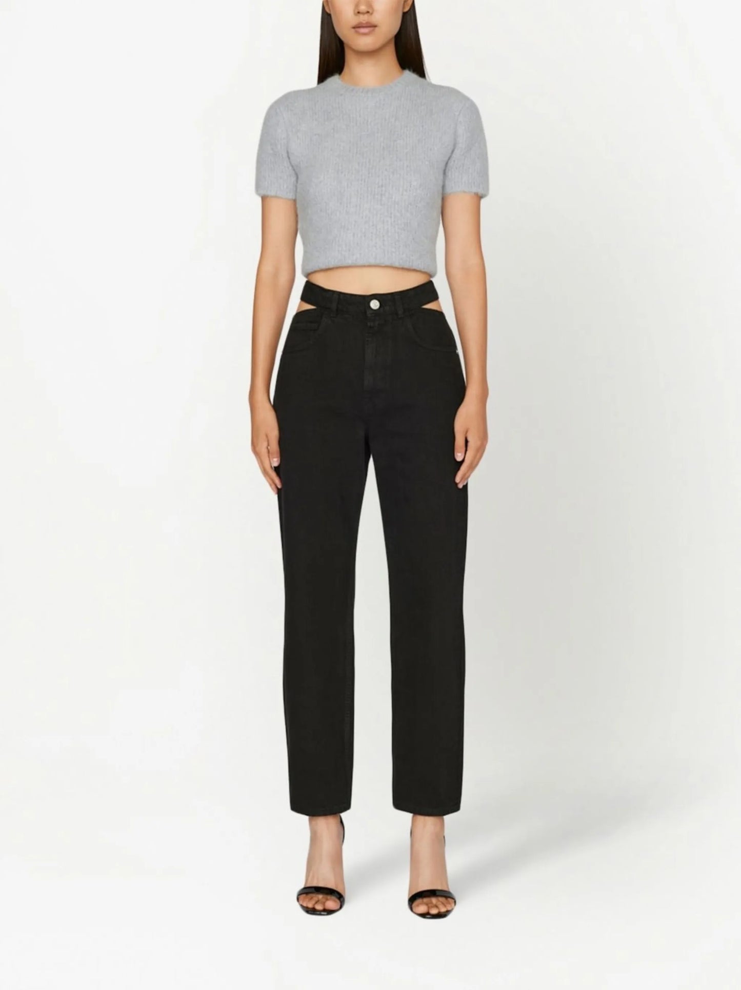 cut-out straight-leg jeans