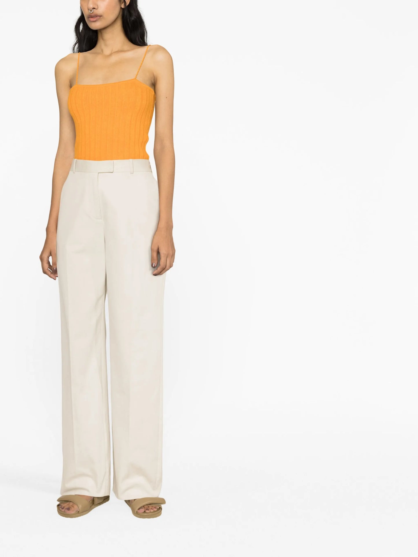 Barbro ribbed-knit cropped top