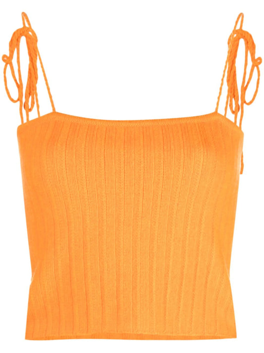 Barbro ribbed-knit cropped top