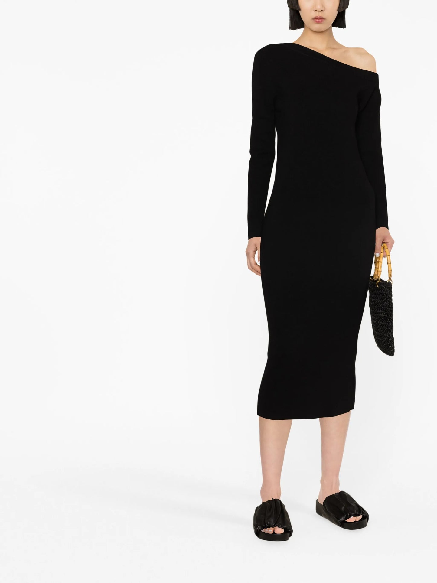 Kitty one-shoulder cashmere midi dress