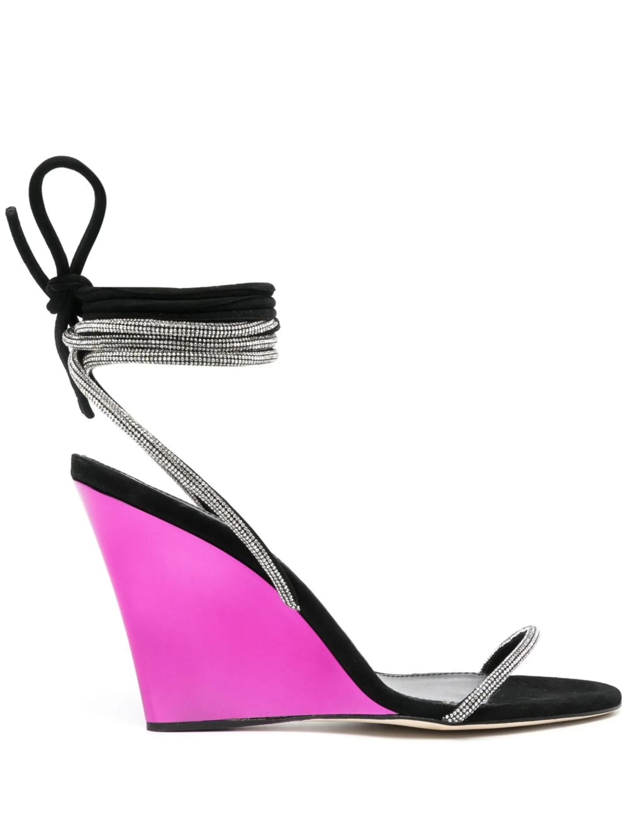 Willow Crystal Ankle-Wrap Wedge Sandals