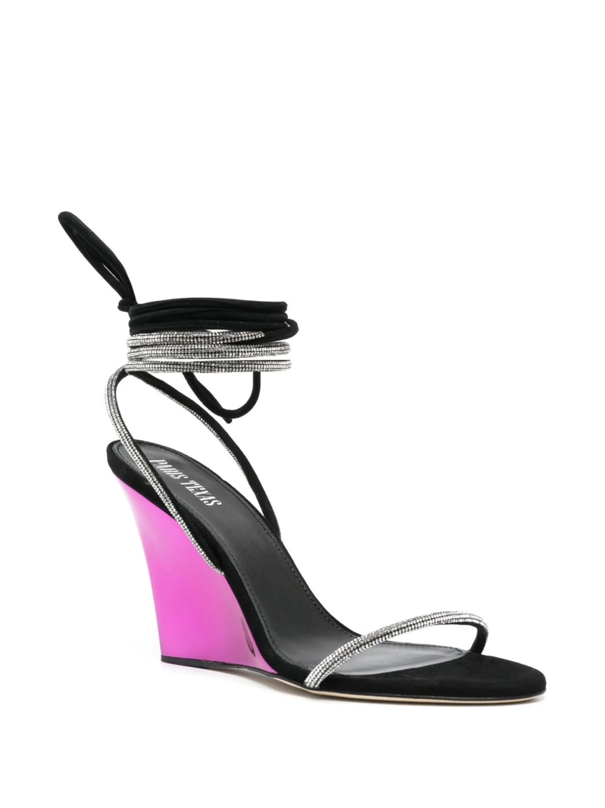 Willow Crystal Ankle-Wrap Wedge Sandals