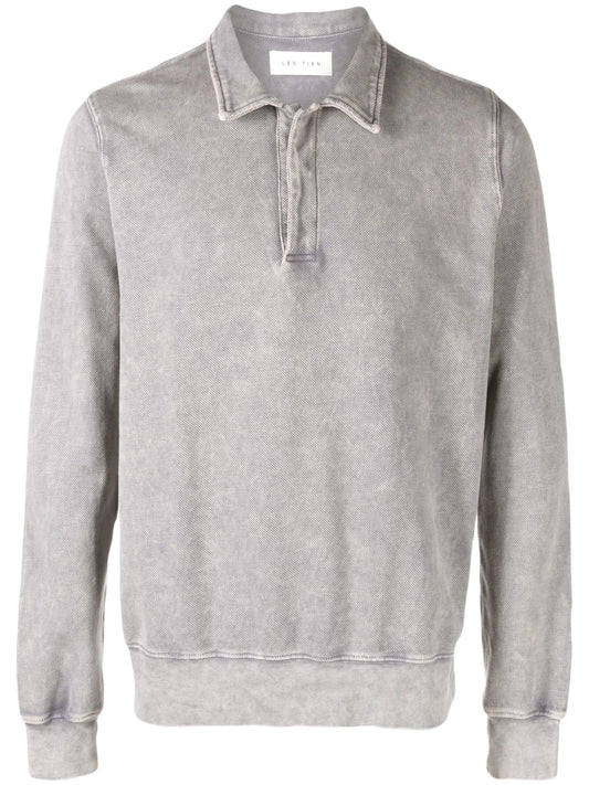 faded long-sleeved polo shirt