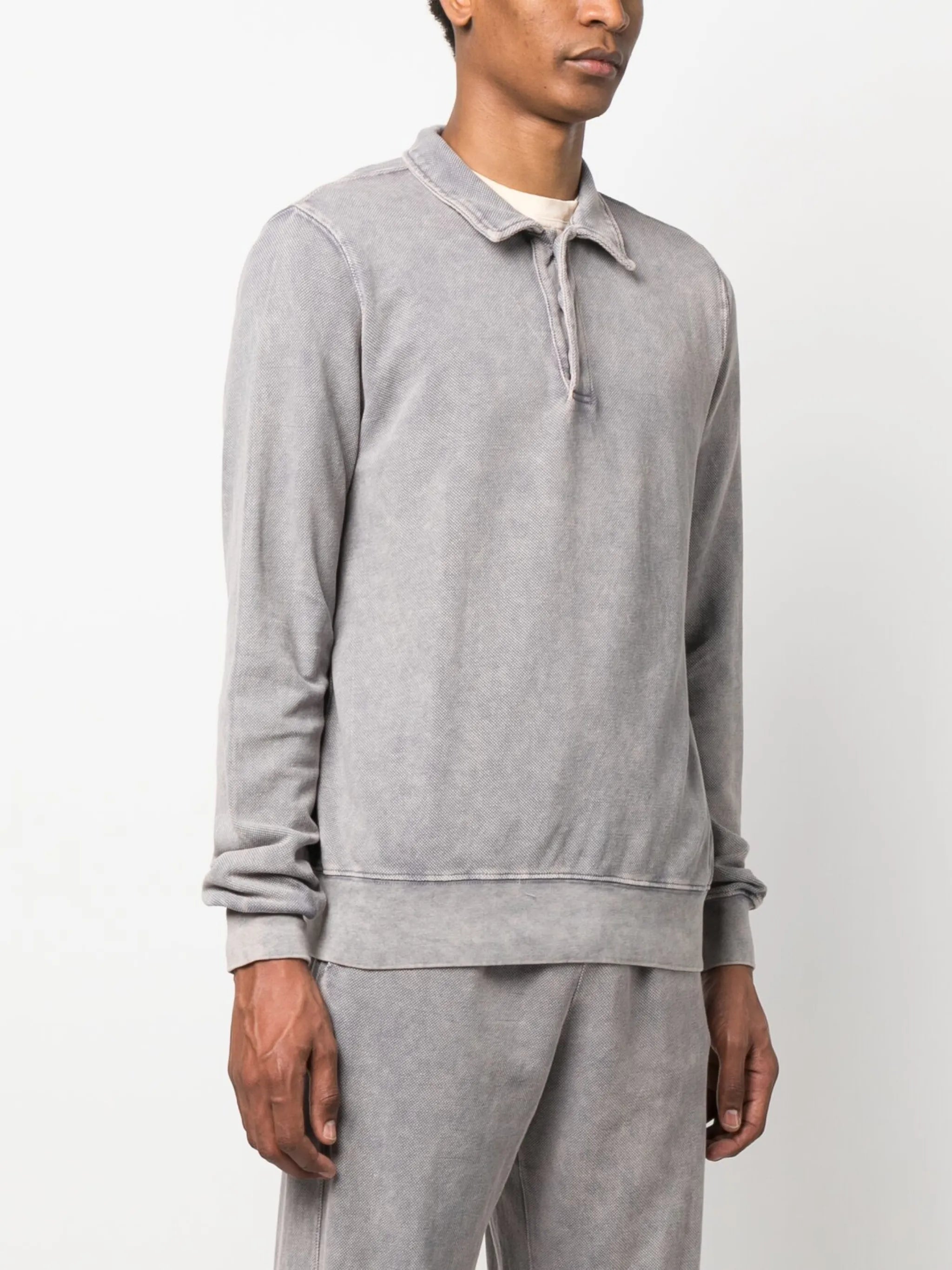 faded long-sleeved polo shirt