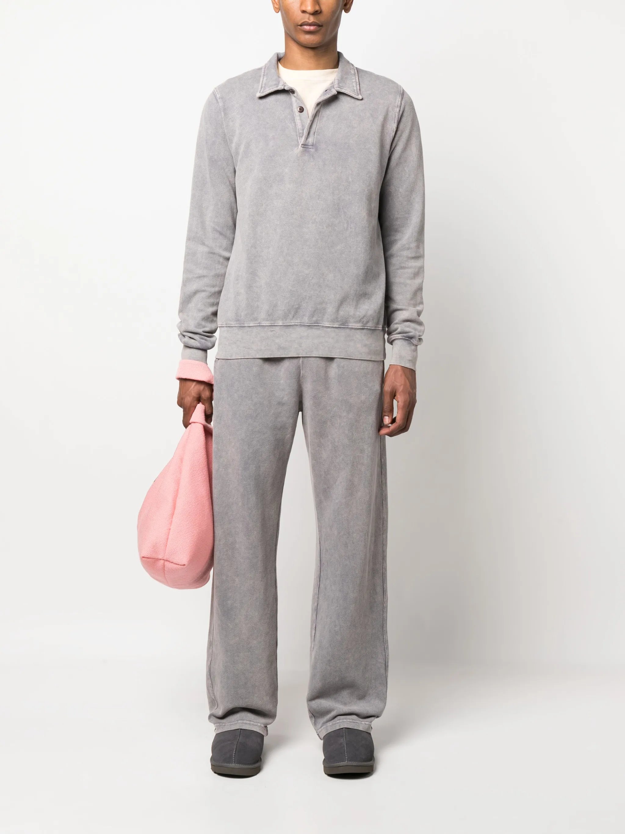 faded long-sleeved polo shirt
