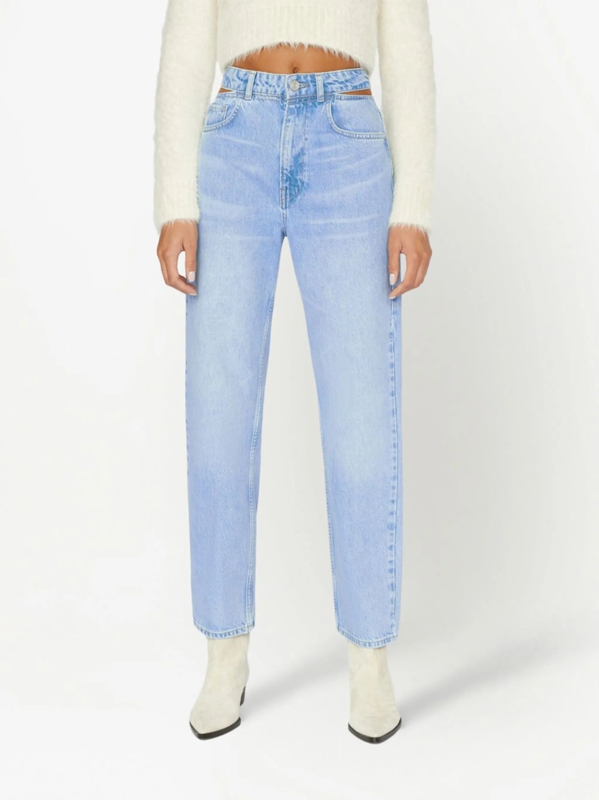 cut-out straight-leg jeans