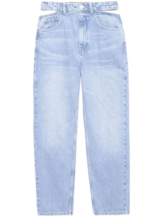 cut-out straight-leg jeans