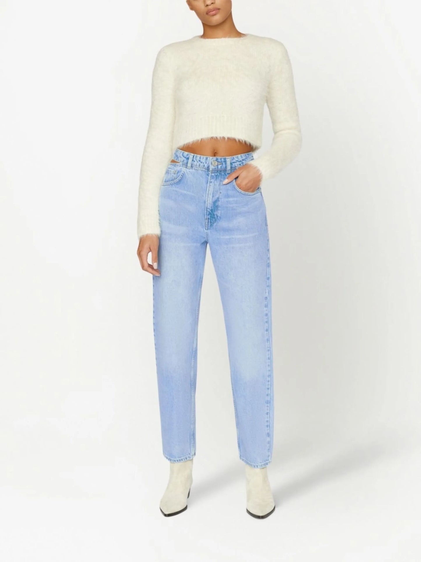 cut-out straight-leg jeans