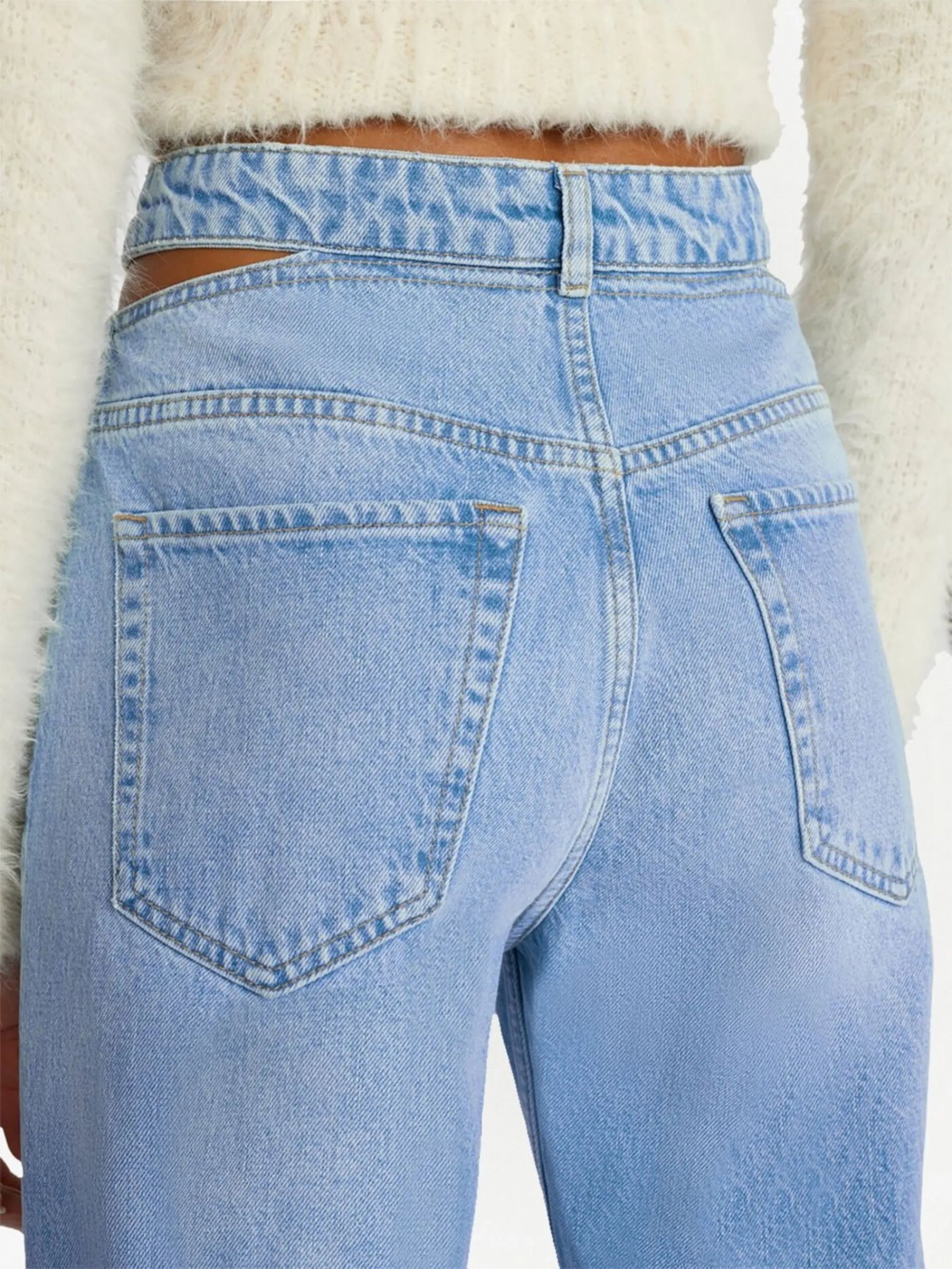 cut-out straight-leg jeans