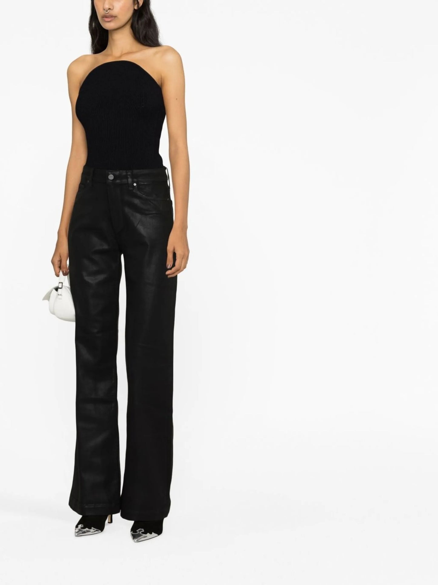 Leenah coated wide-leg jeans